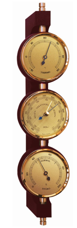 Exclusive Fischer Weather Station - Barometer Hygrometer Thermometer - Brass Mahogany – 7894-22