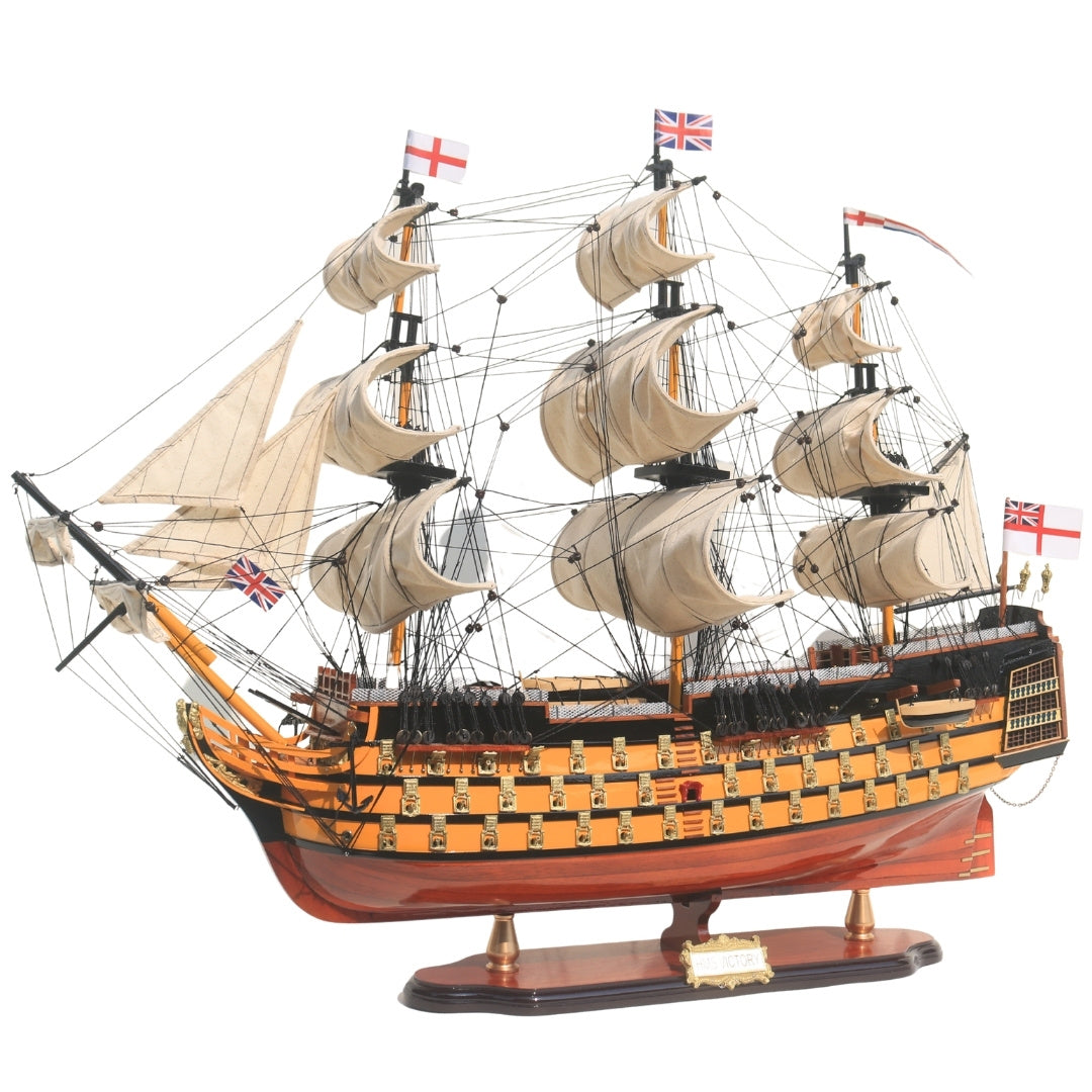 Assembled 80cm HMS Victory sailing ship model with the option of personalization by engraving - Exclusive gift decoration, handmade from exotic wood, high quality and attention to detail