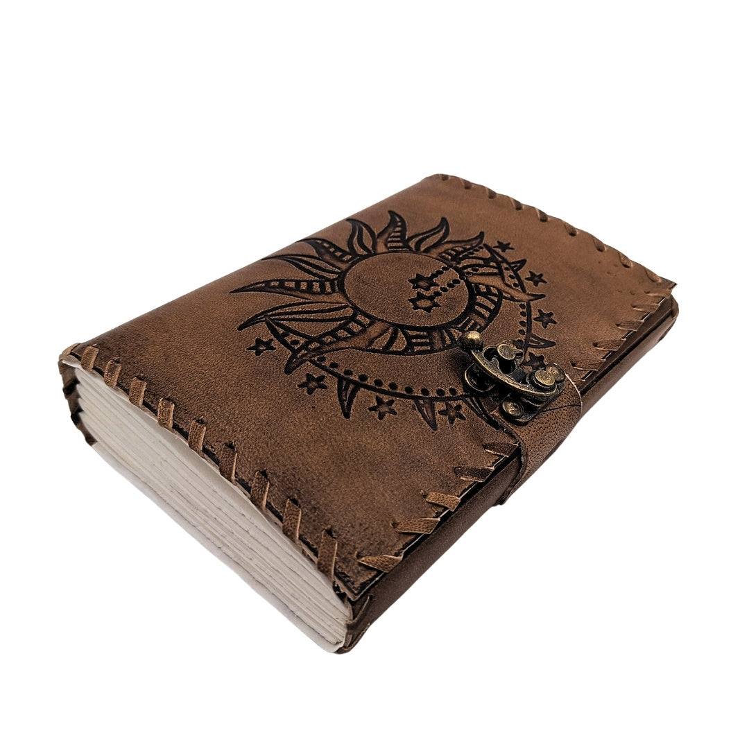 Retro Leather Notebook 200 Pages Sun and Moon 200 Pages - AH05