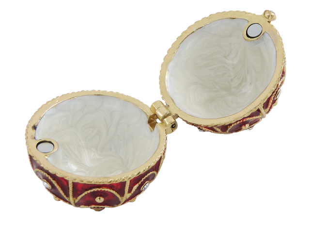 Exkluzivní kovová šperkovnice s krystalky - Fabergého vejce - B0748-17 RD