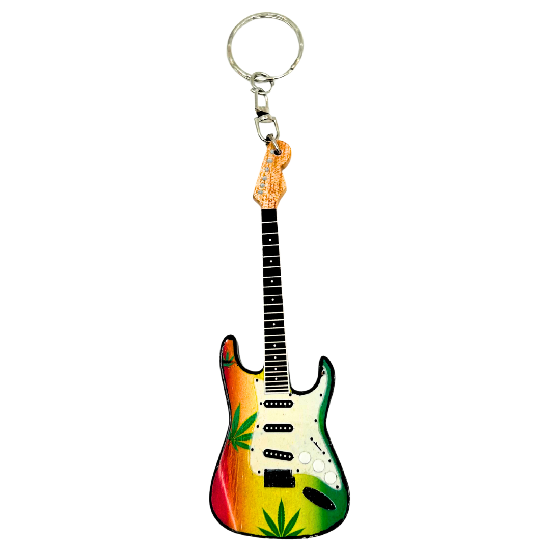 Přívěsek na klíče kytara ve stylu Bob Marley reggae gadget - EGK-0641
