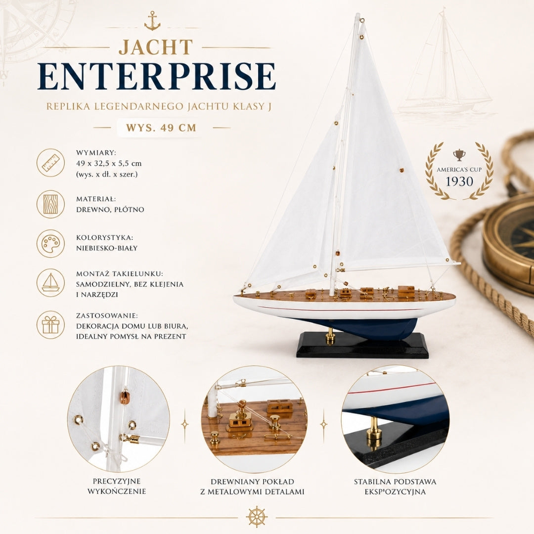 Jachta Enterprise 49 cm - dřevěný model - ENT49