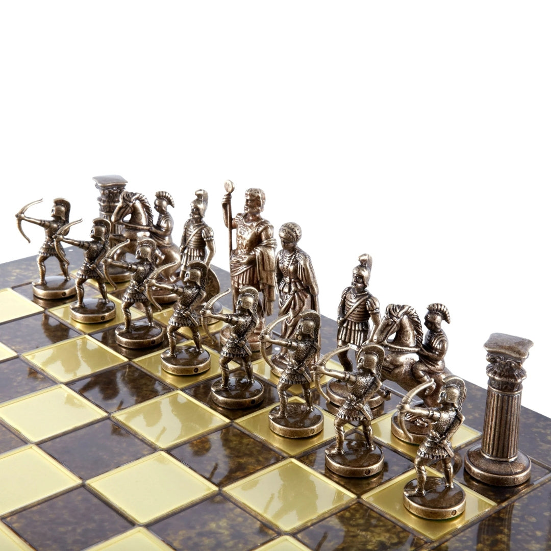 Large Brass Chess Set Archers 44x44cm - Luxury Gift - S10BBRO