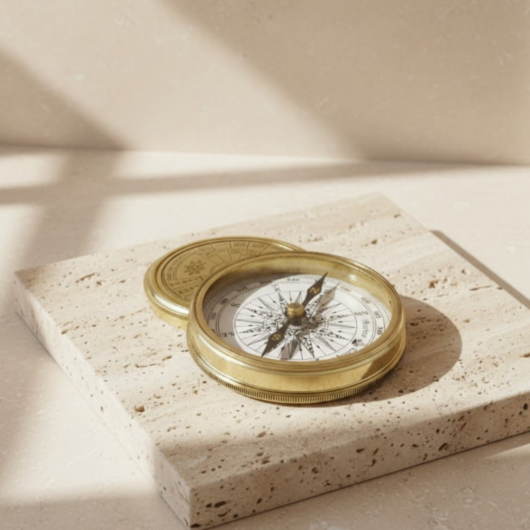 Brass Compass with 40-Year Calendar and Engraving Option