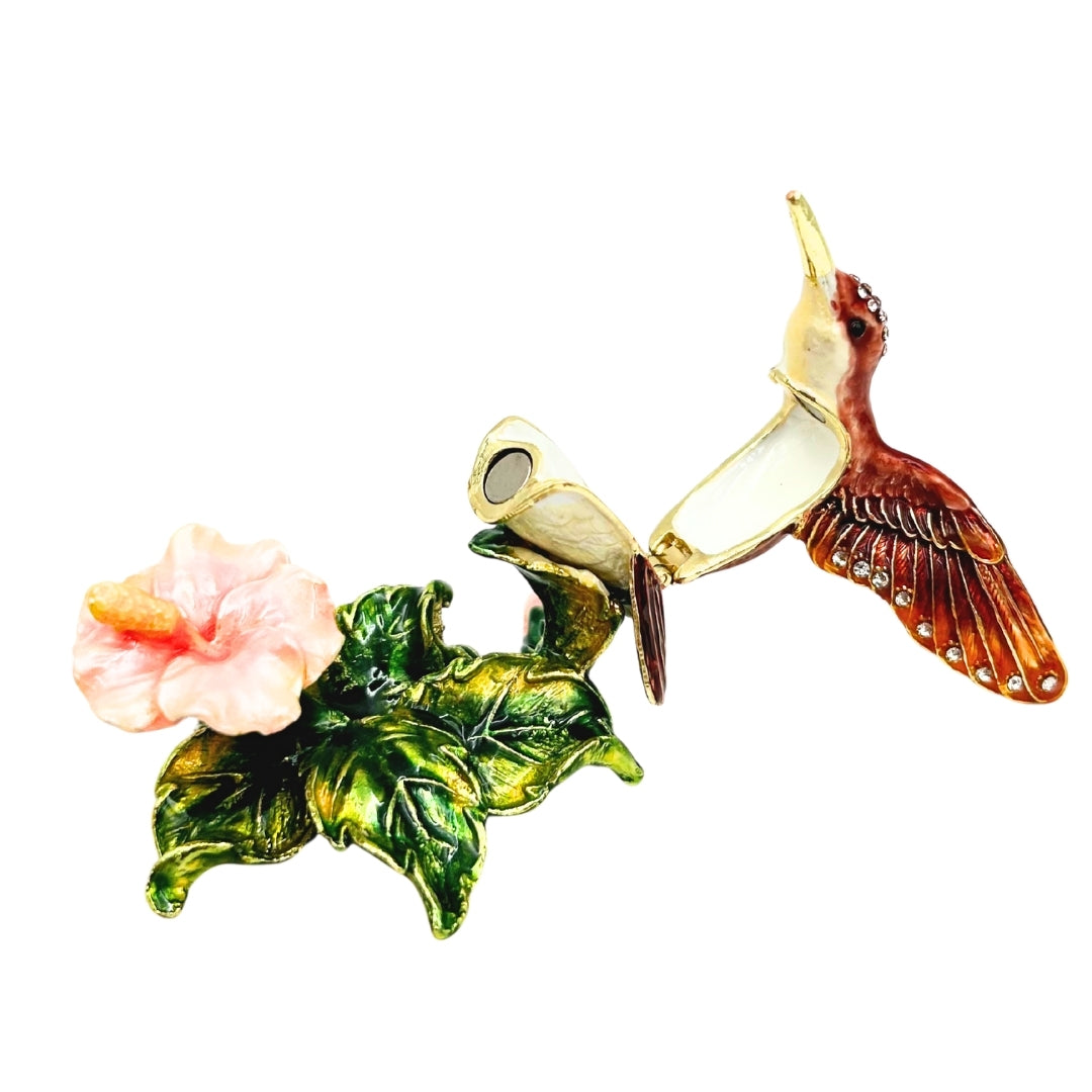 Cutiuță exclusivă pentru bijuterii, decorată cu cristale – Colibri – HX357