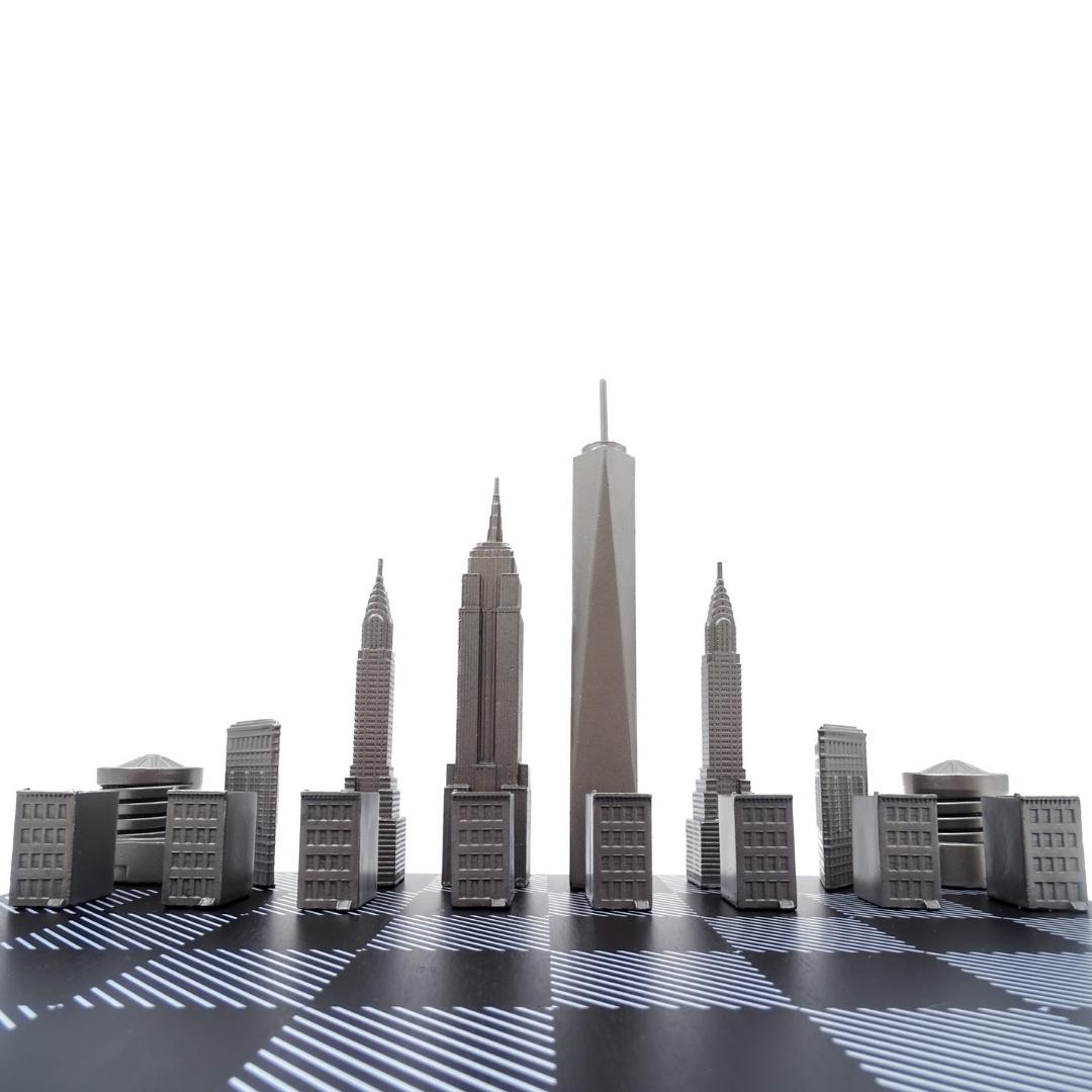 Șah de design Skyline New York din oțel inoxidabil – NY