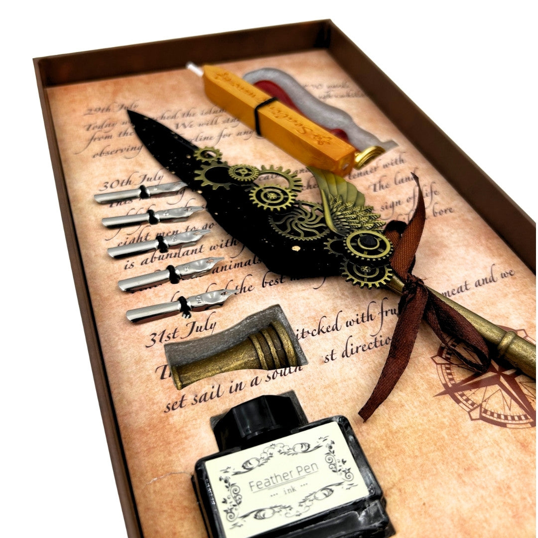 Premium Calligraphy Set Quill Pen - 6 Nibs Seal Pen Stand - EE16