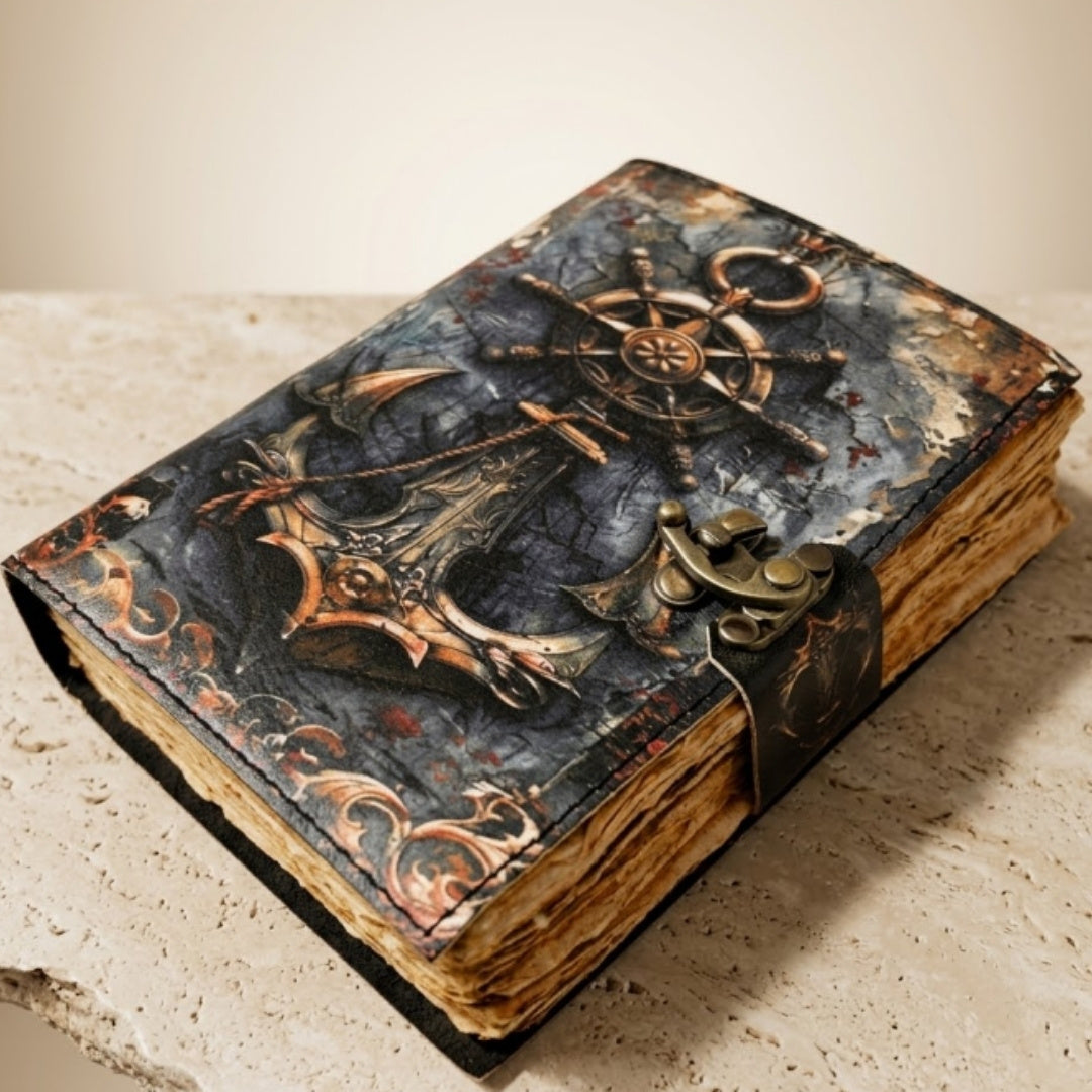 Retro Nautical Leather Notebook 200 Pages - H110