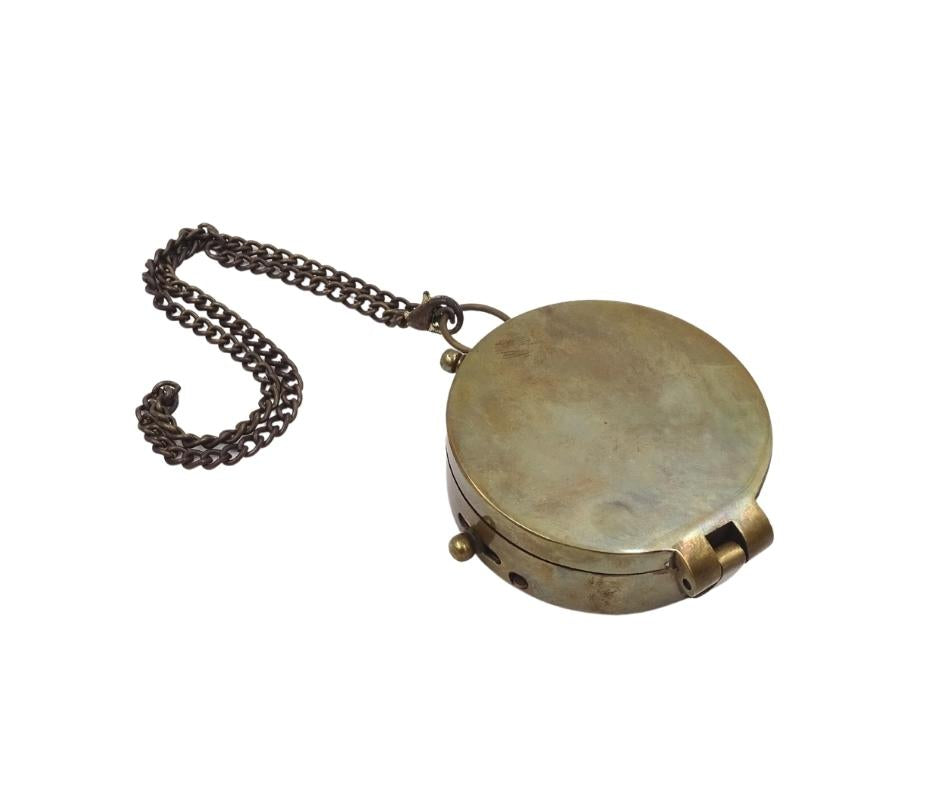Lockable Compass with Chain in a Leather Case C-64