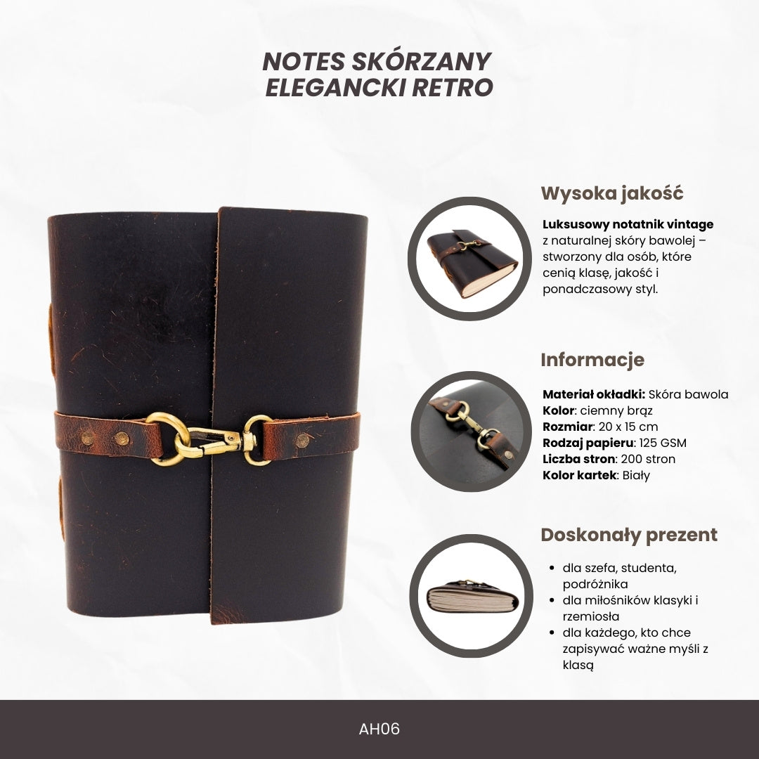 Elegantní kožený zápisník Retro 200 stran Vintage - AH06