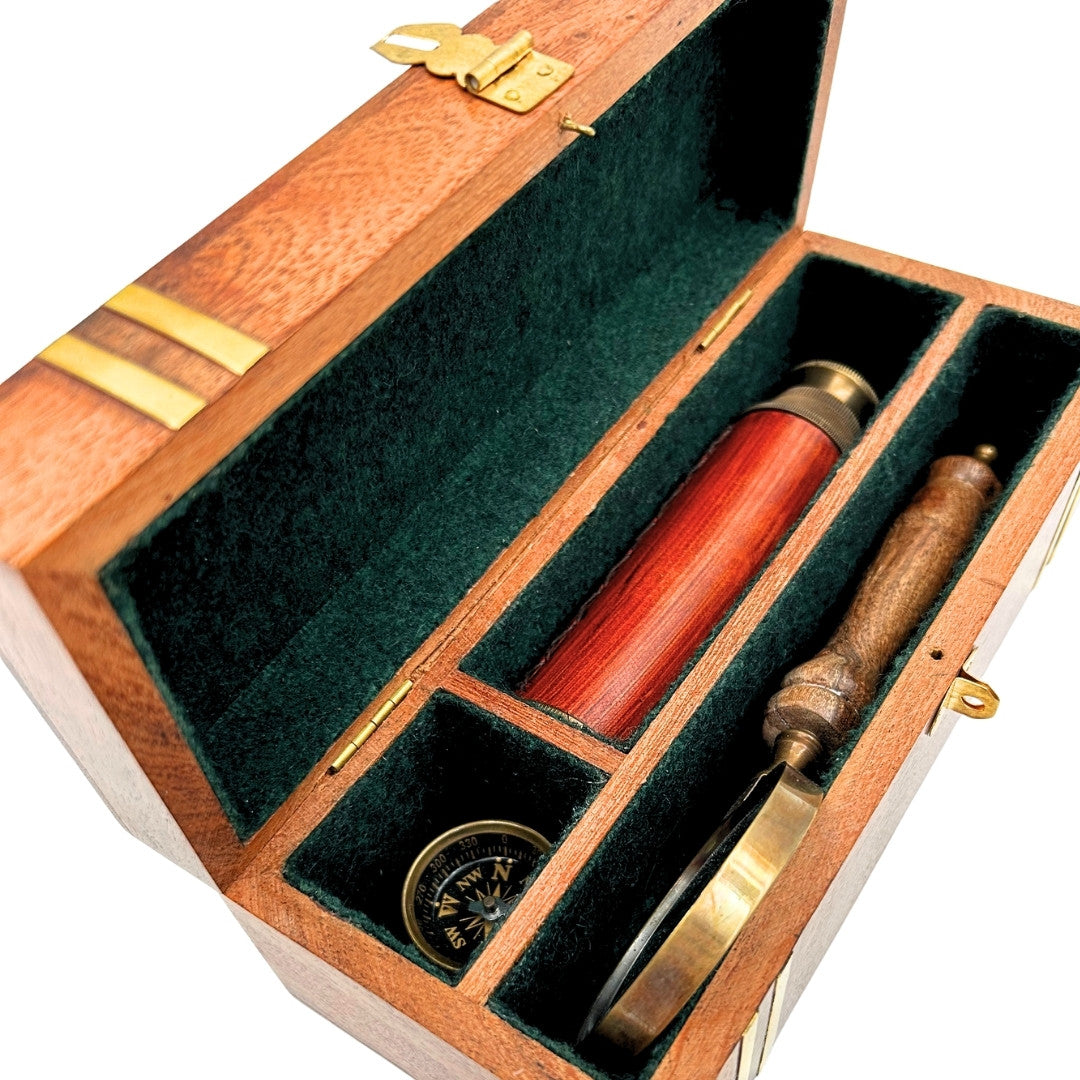 Exclusive Retro Gift Set – Spyglass, Compass and Magnifying Glass - NC102369