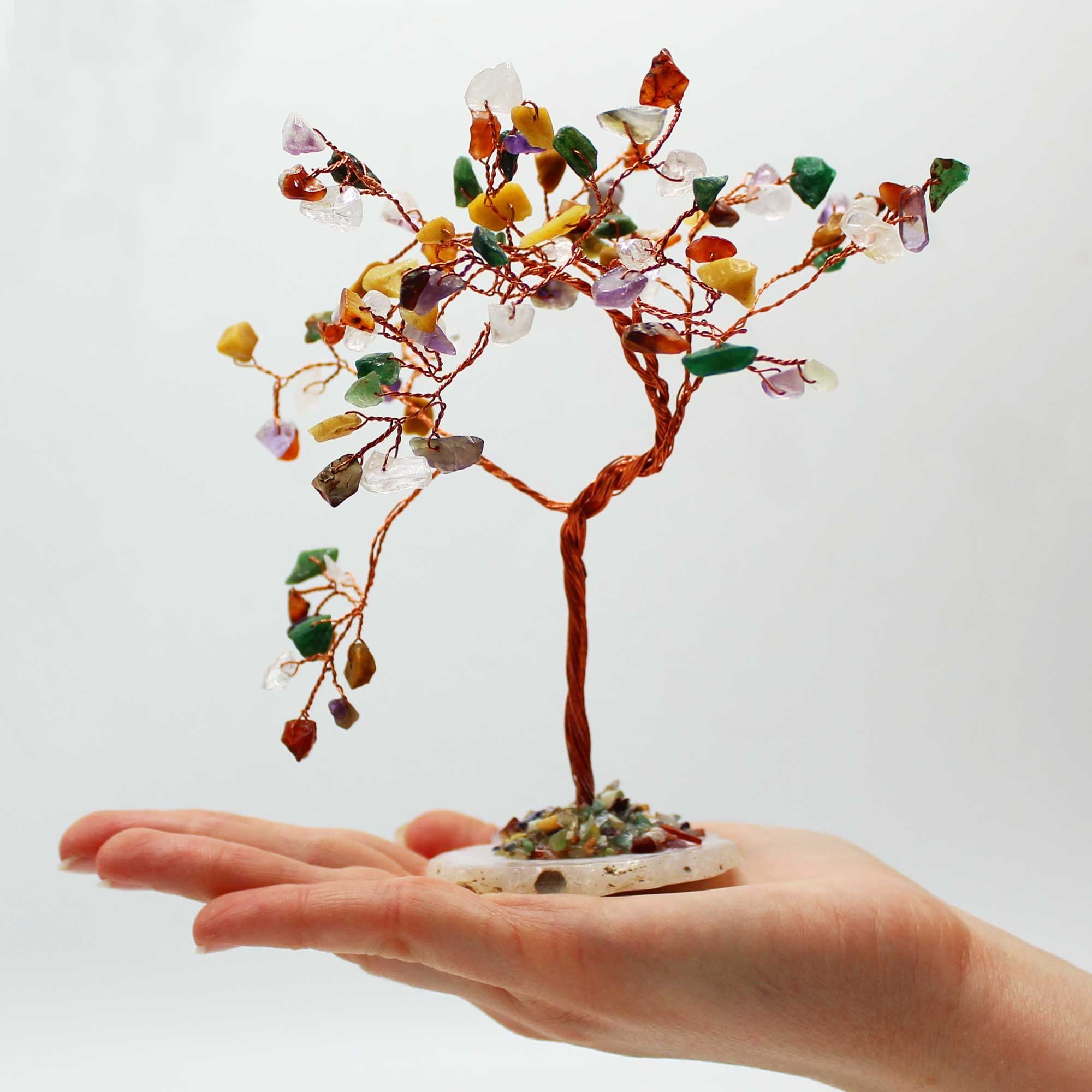 Magic Crystal Tree with 100 Diverse Stones on a Natural Agate Base