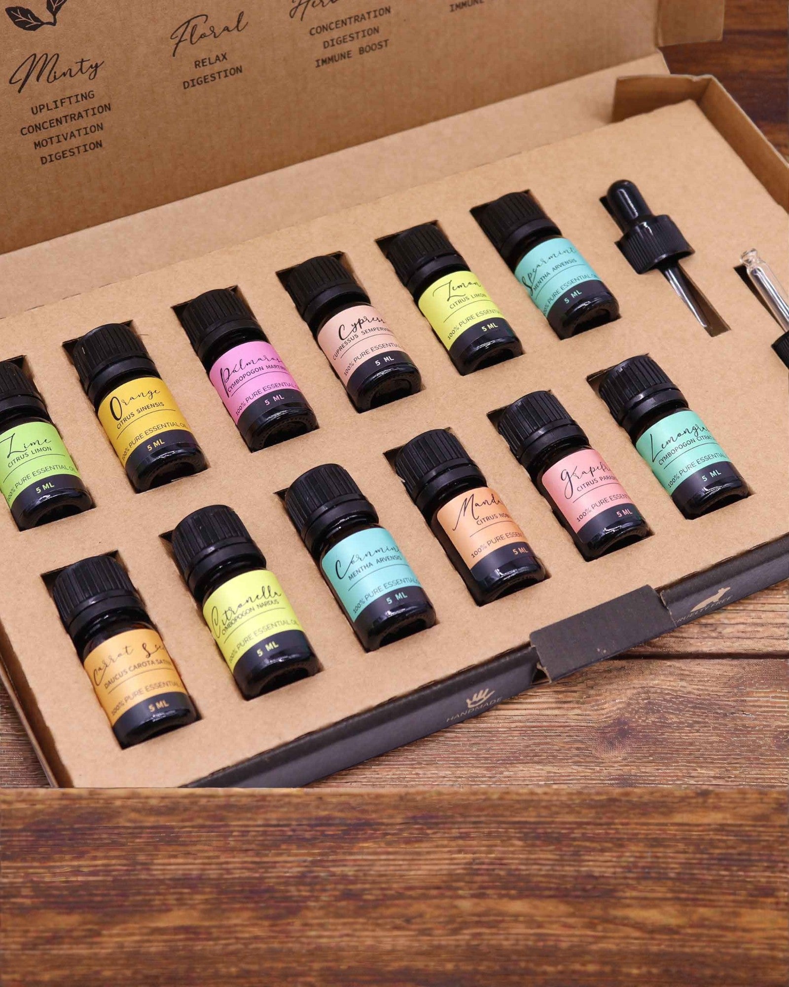 Letní energie přírody – luxusní sada 12 éterických olejů 5 ml s kapátky