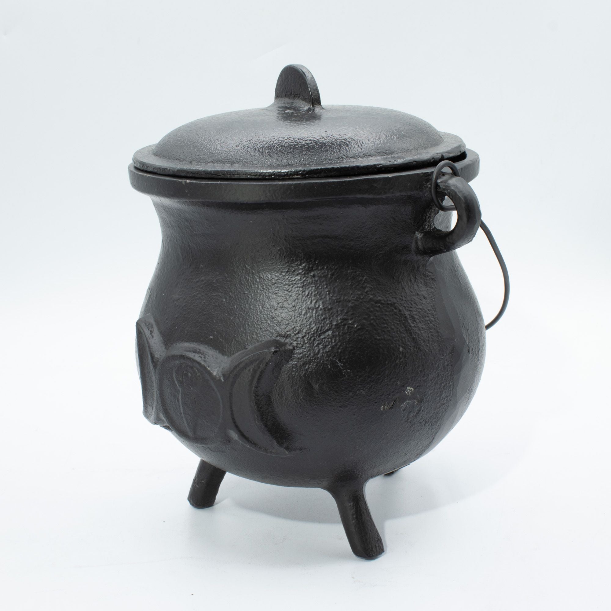 Huge Cast Iron Cauldron with Triple Moon 23x18 cm