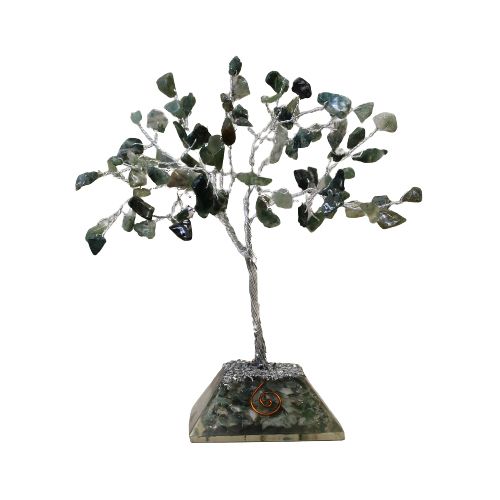 Lucky Tree with Orgonite Base with 80 Moss Agate Stones