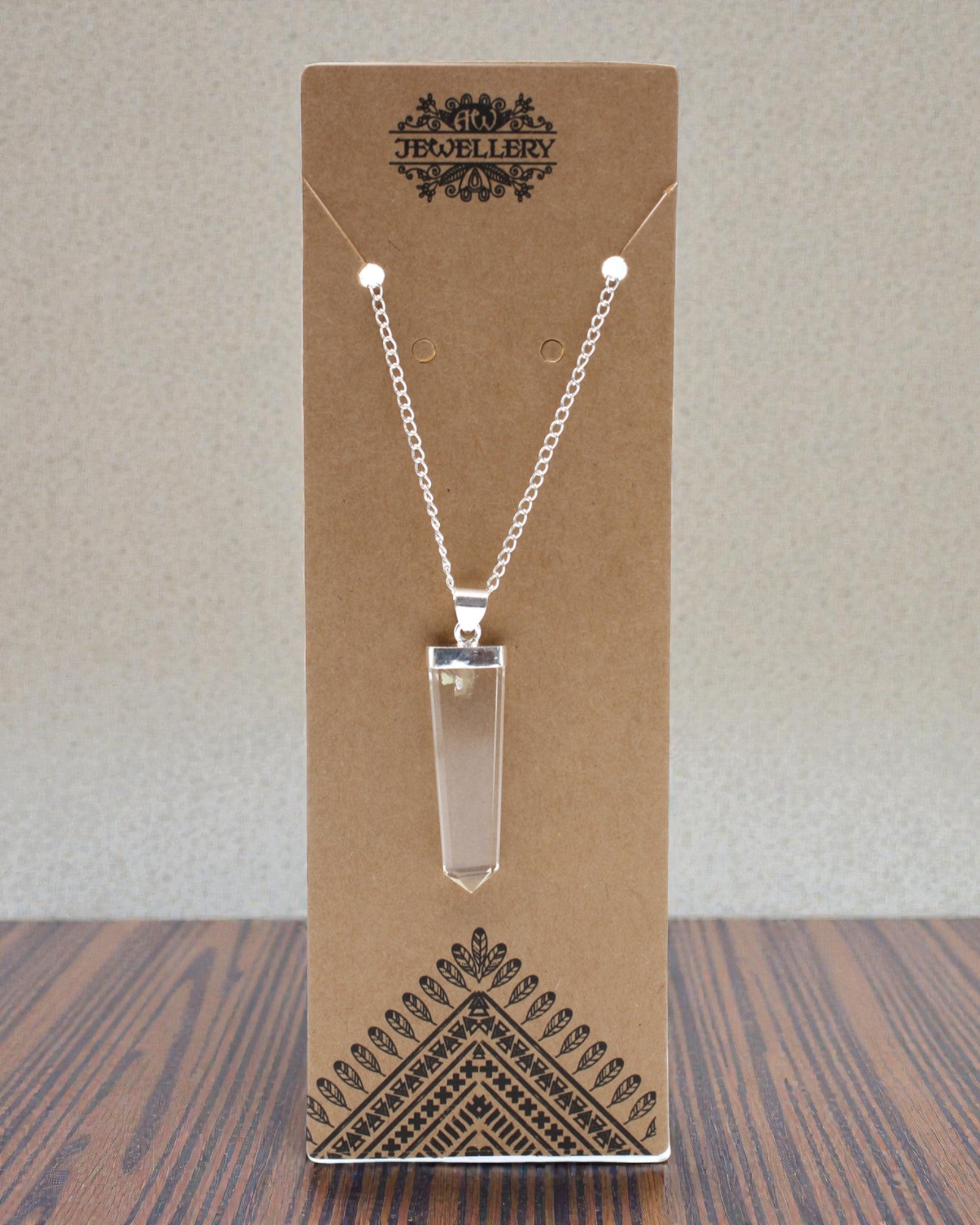 Crystal Ray – Flat Pendant Made of Rock Crystal in Crystal Cut