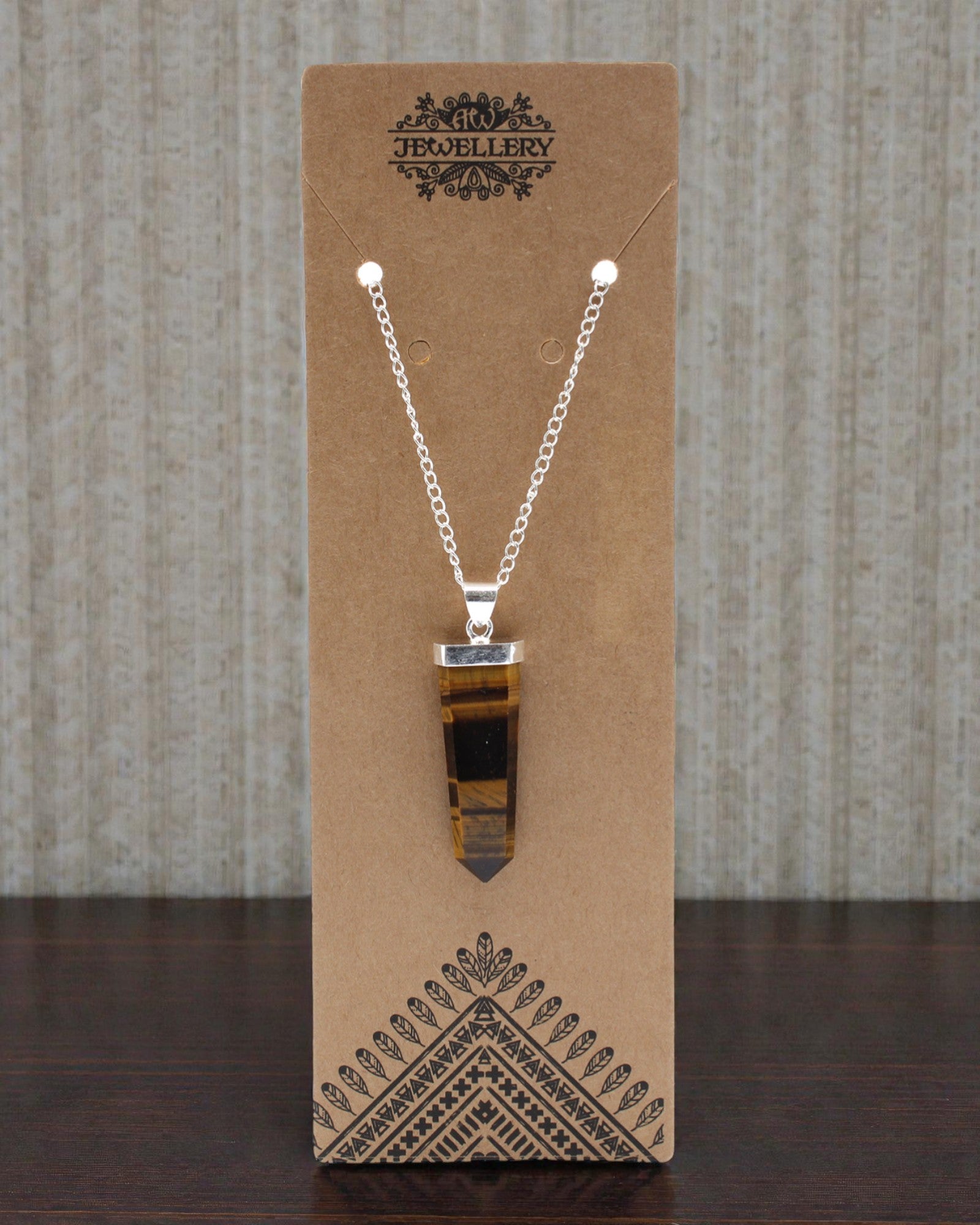 Tiger Flame – Flat Pendant of Tiger’s Eye in Crystal Cut