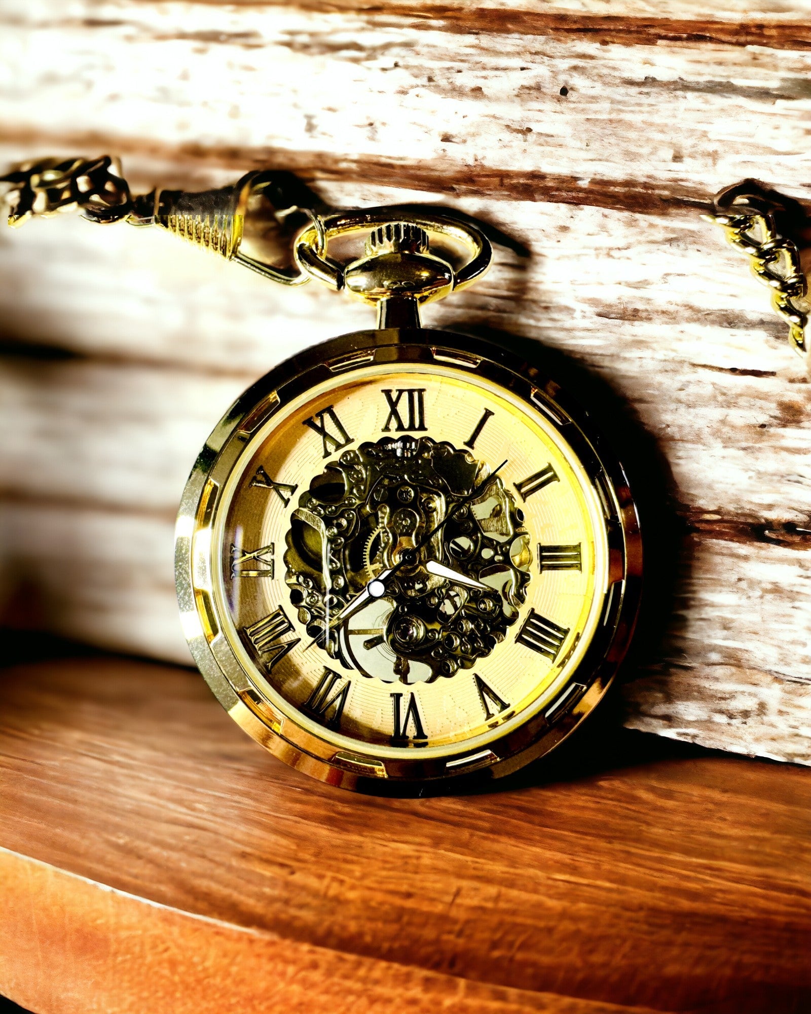 Ретро Кишеньковий Годинник – Механічна Розкіш у Вінтажному Стилі, золотий колір, персоналізація гравіюванням
