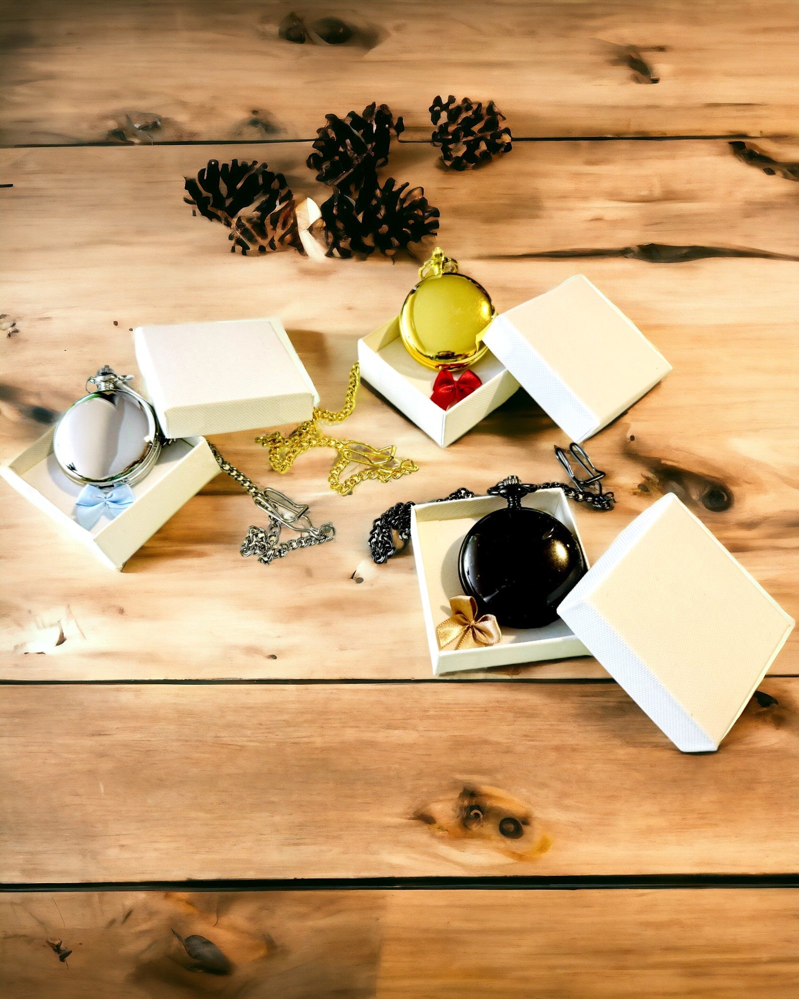 Classic Pocket Mechanical Watch with Double Cover, Manual, Gold Color, with Engraving