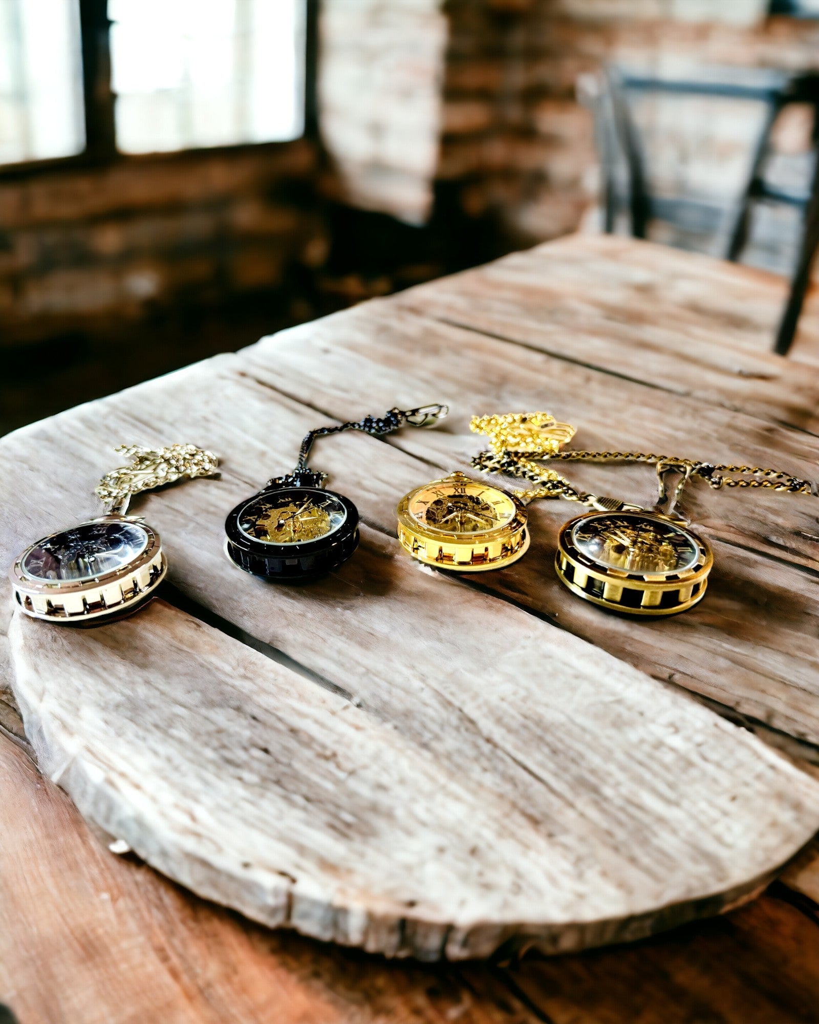 Механічний кишеньковий годинник у ретро стилі, водонепроникний, напівавтоматичний - колір чорний - ідеальний для подарунка, гравірування