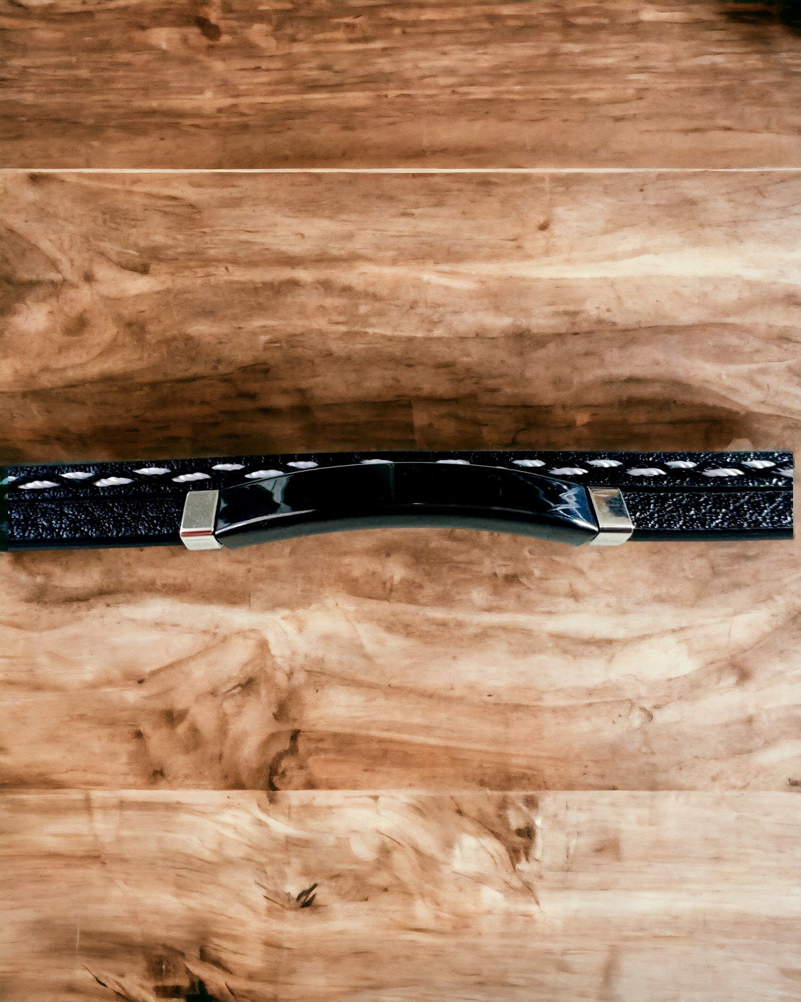 Спортивний браслет з PU шкіри та нержавіючої сталі з можливістю гравіювання – 3 кольори