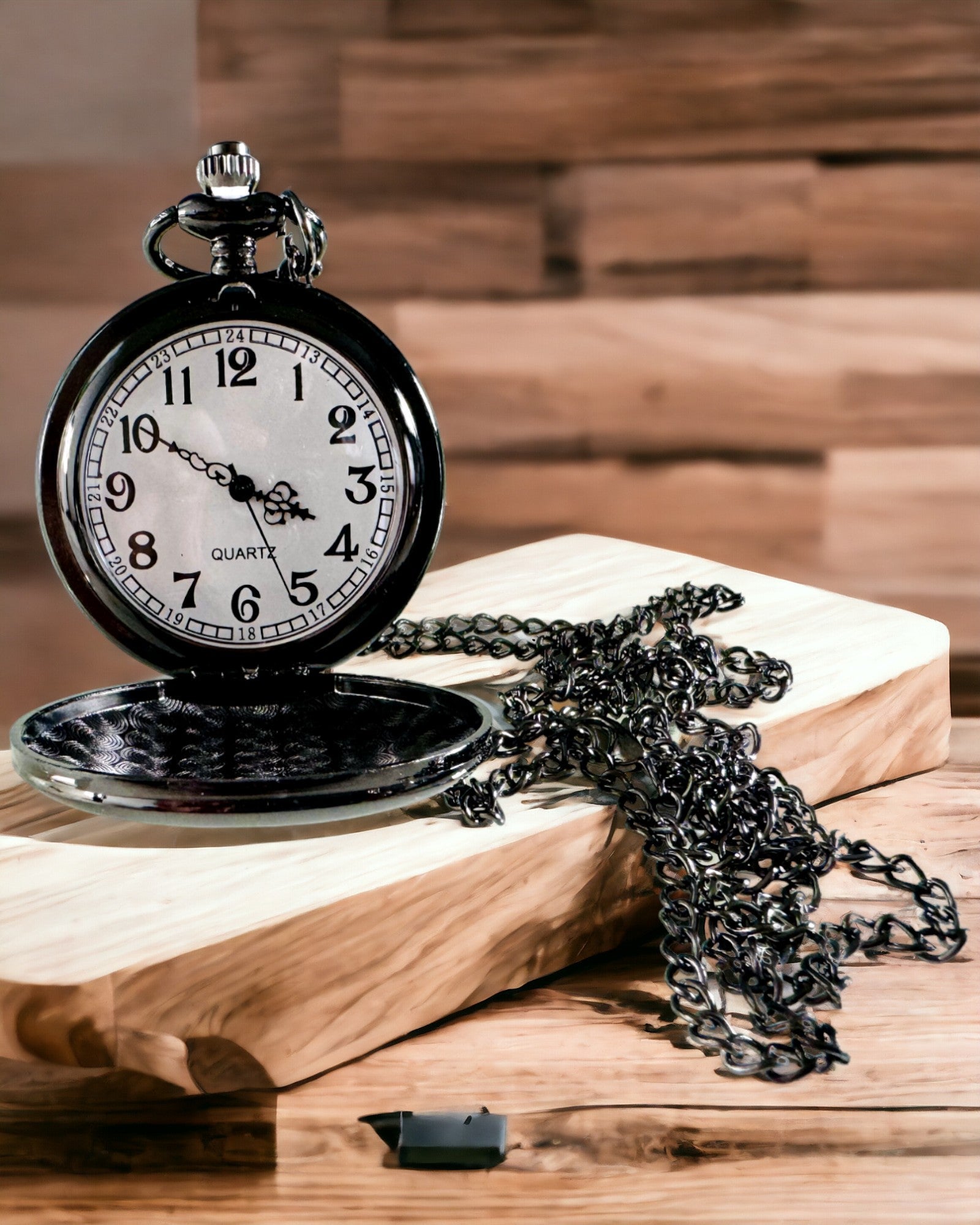 Чорний кишеньковий годинник "Класичний Елеганс" з можливістю гравіювання