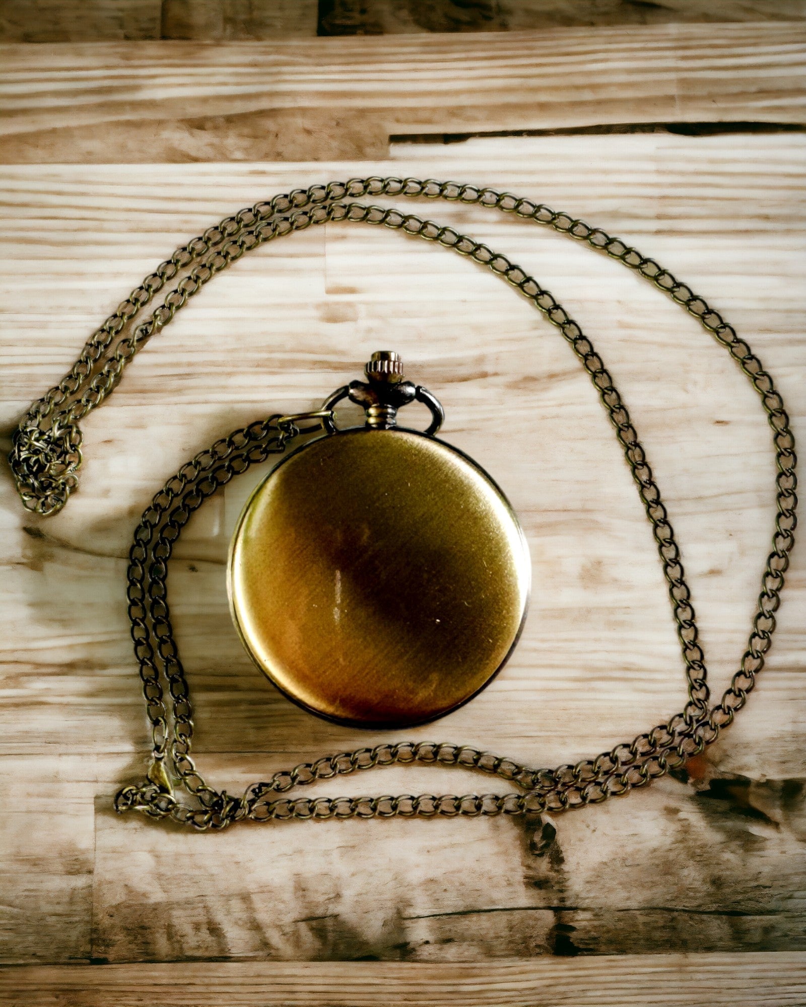 Vintage-style pocket watch with personalization option - brushed gold