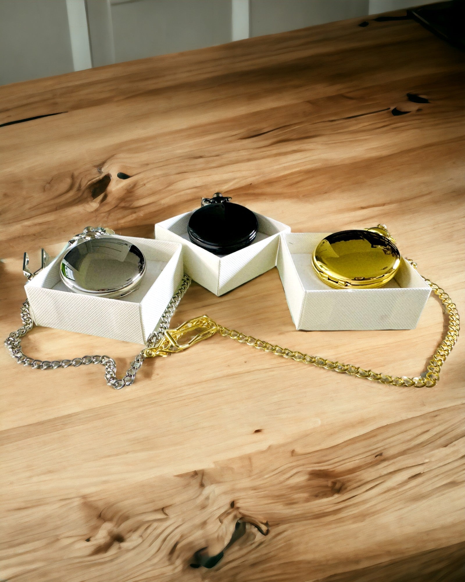 Reloj de bolsillo negro "Elegancja Czasu" con opción de personalización