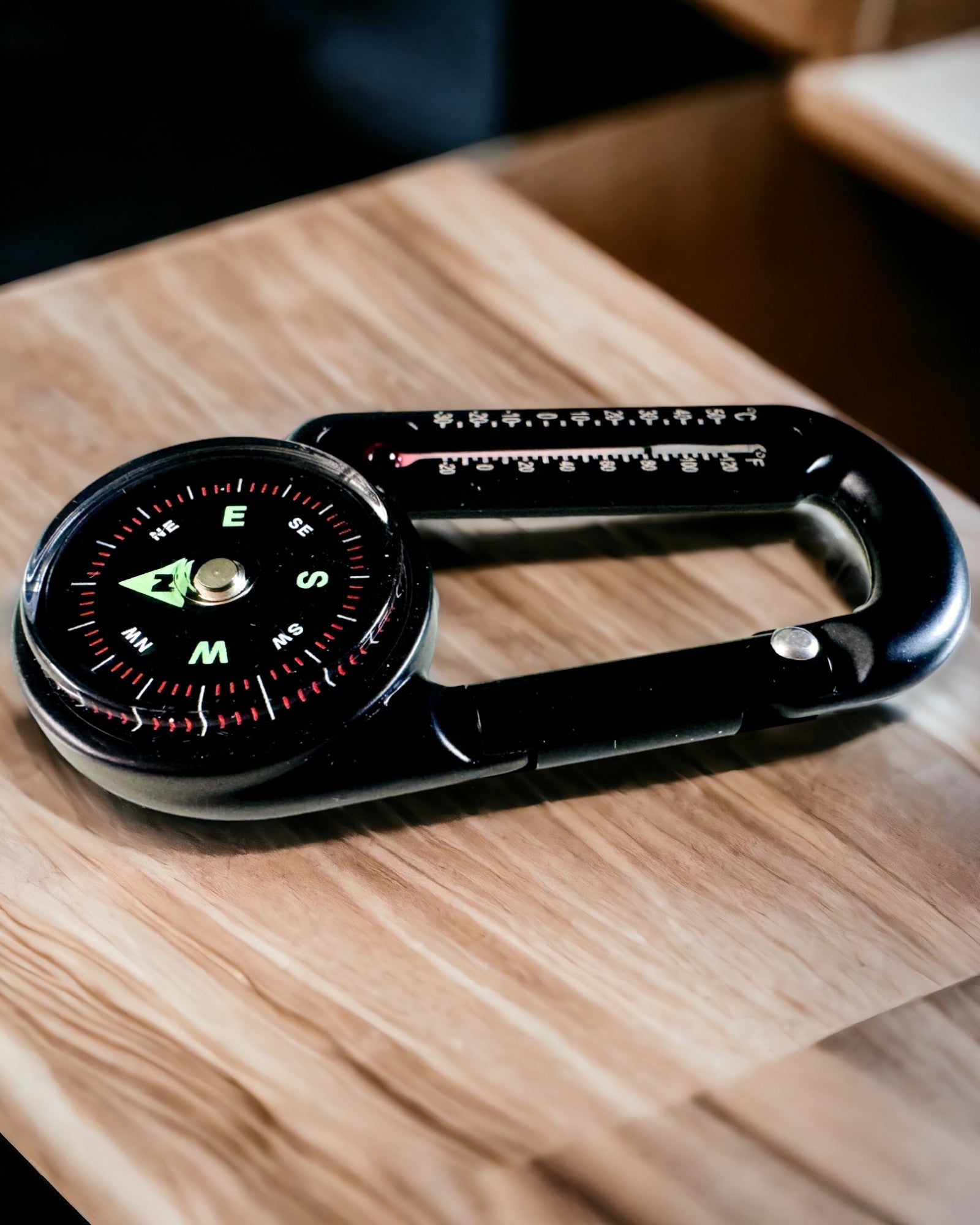 Компас карабін з термометром, брелок - можливість гравіювання