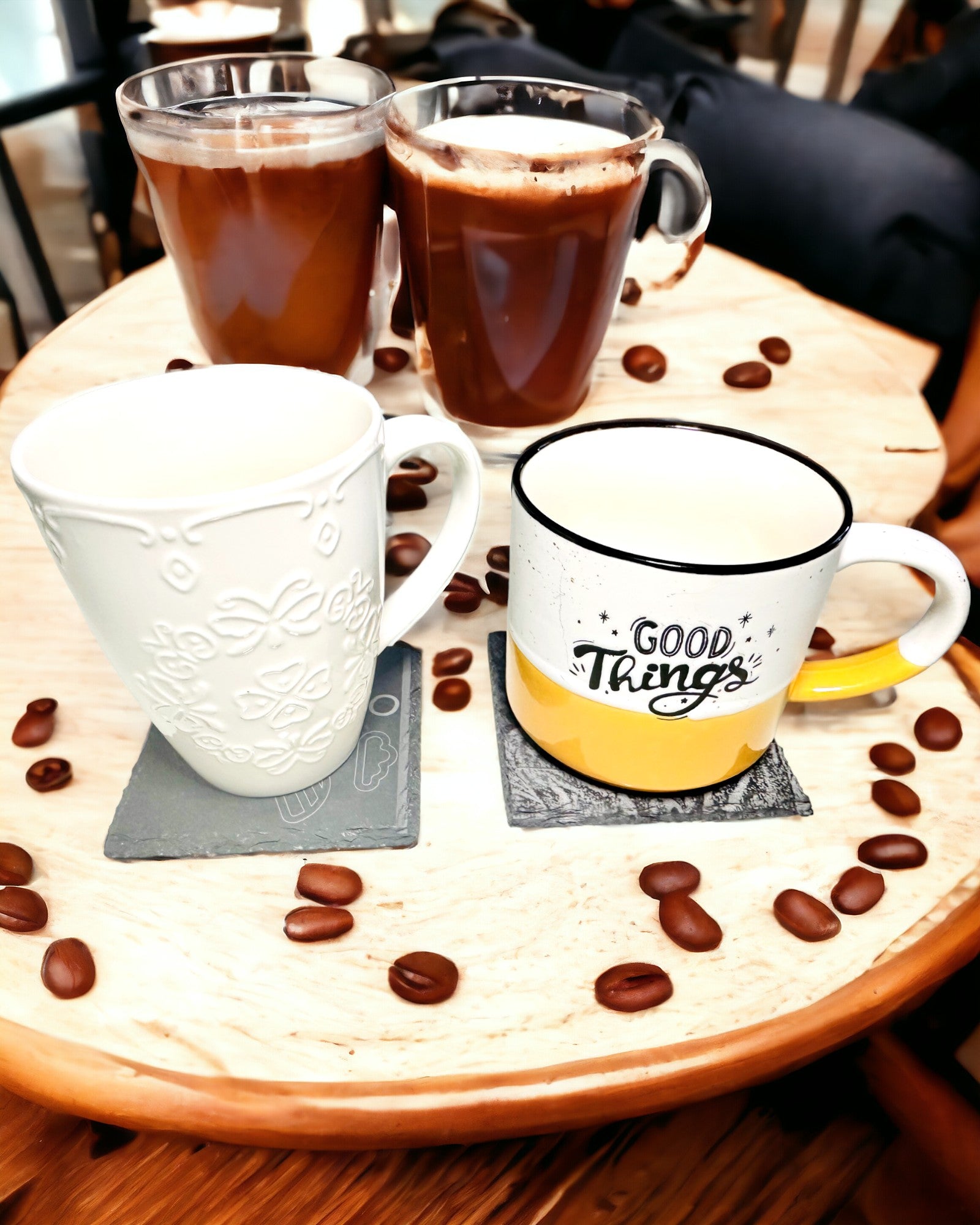 Підставка під каву, чай з натурального каменю з персоналізованим гравіюванням – квадрат, коло, шестикутник, 10 см