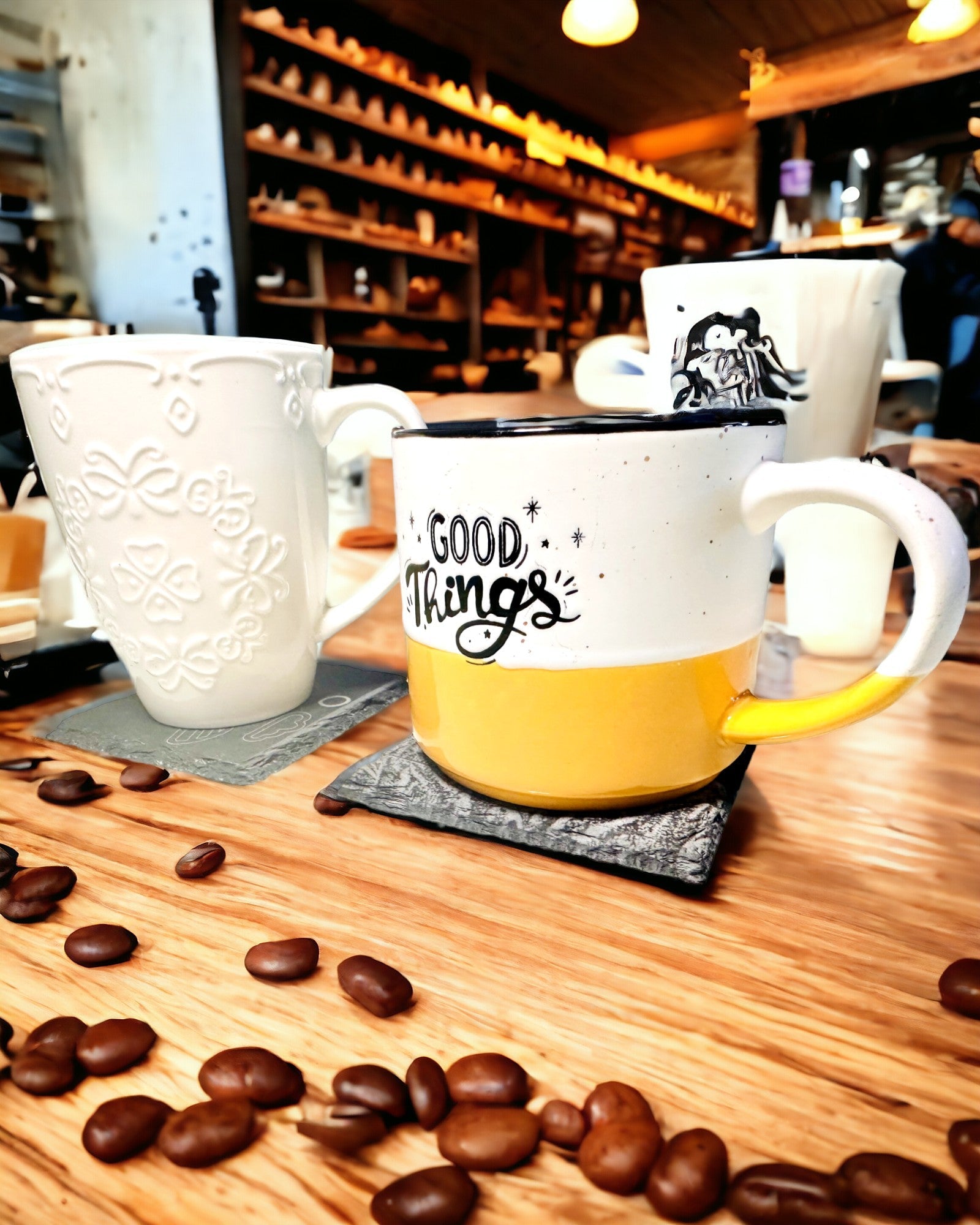 Підставка під каву, чай з натурального каменю з персоналізованим гравіюванням – квадрат, коло, шестикутник, 10 см