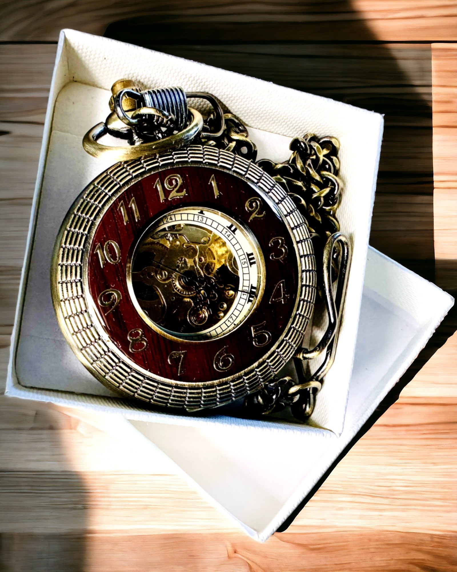 Pocket watch with visible mechanism – personalization option through engraving