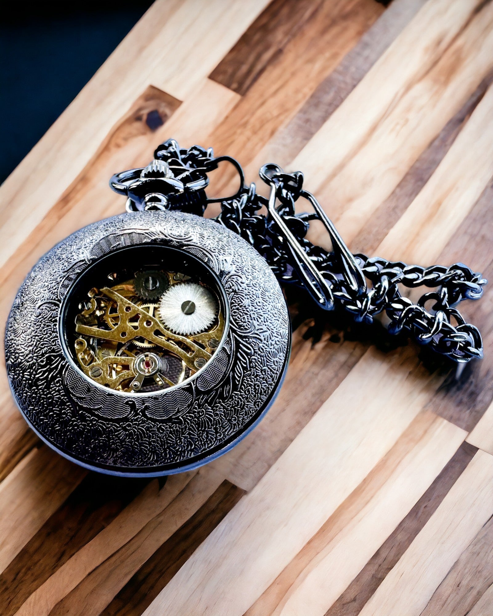 Карманний годинник "Eterna Elegancja", персоналізований подарунок, гравірування. Чорний колір