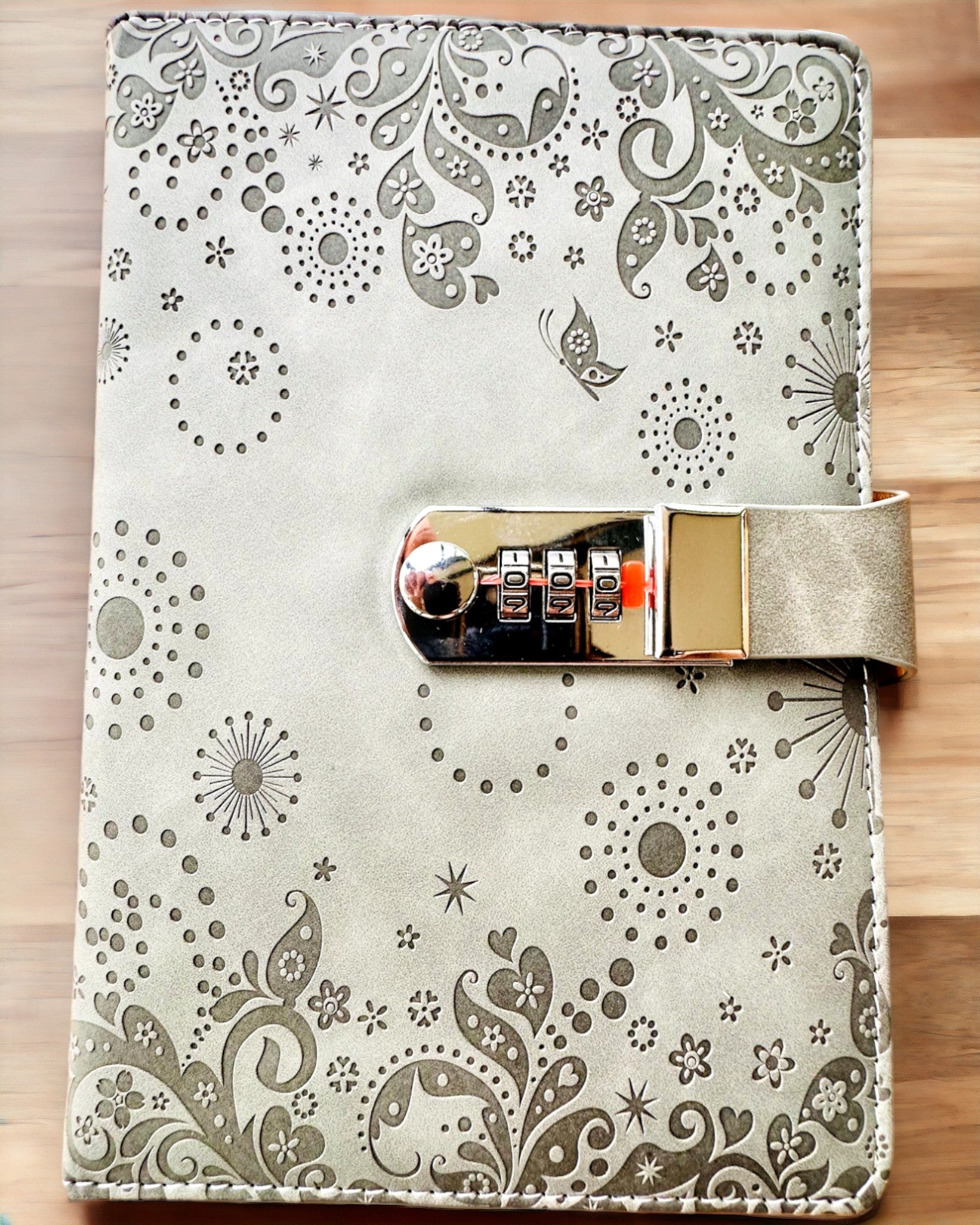 Exclusive Notebook, PU Leather, A5 with Combination Lock - "Secret Journal", personalization with engraving