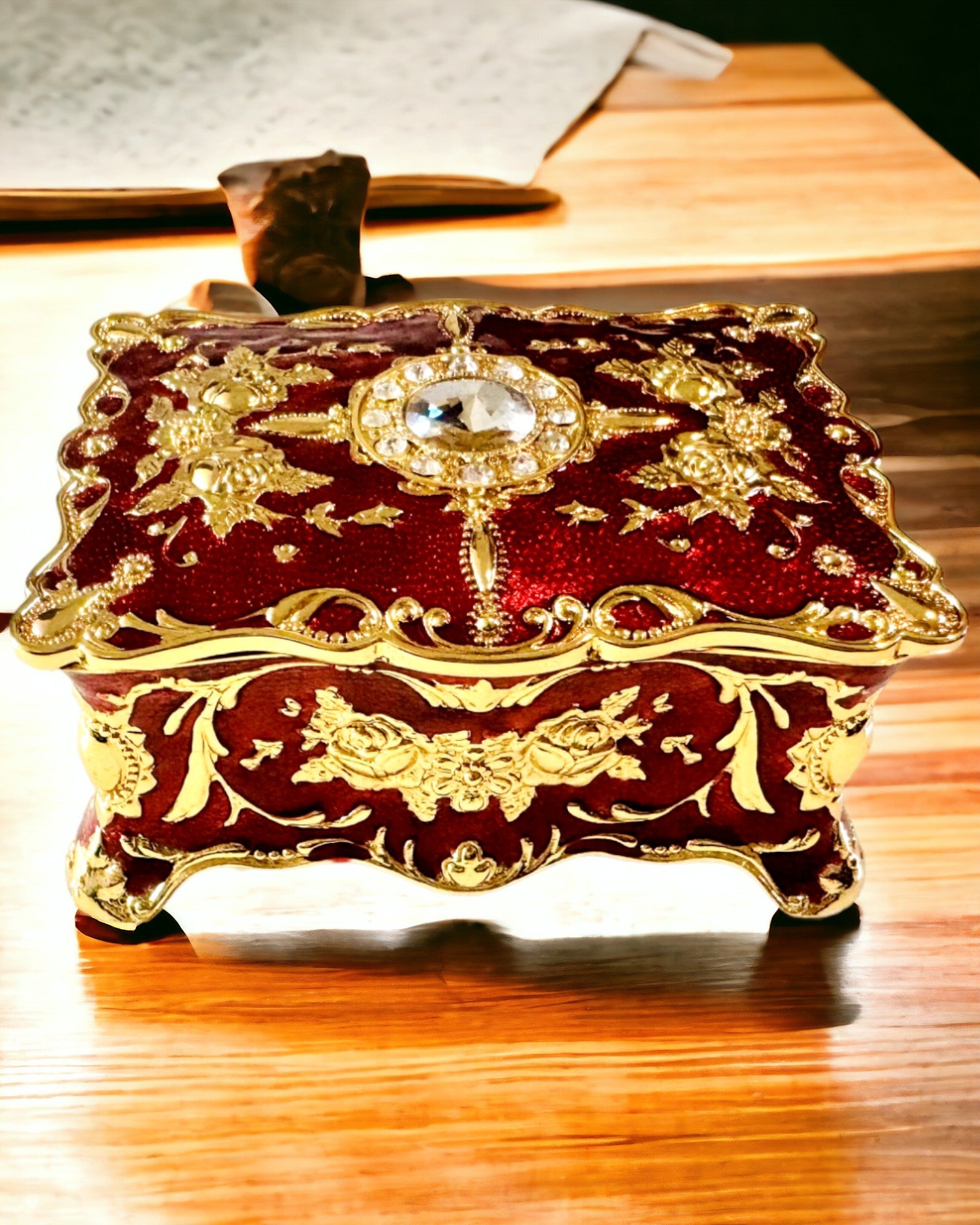 Jewelry Box, Vintage Style Organizer – Metal Treasure Chest with Decorative Elements