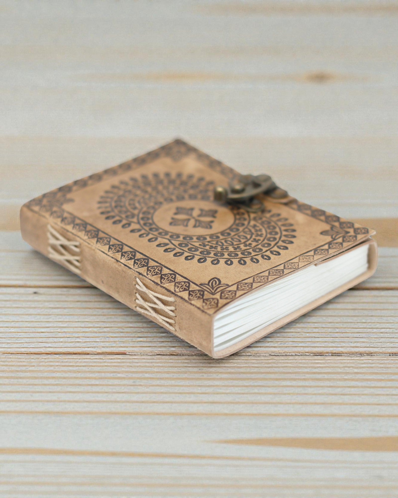 Caderno de notas em couro Mandala azul (18x13 cm)