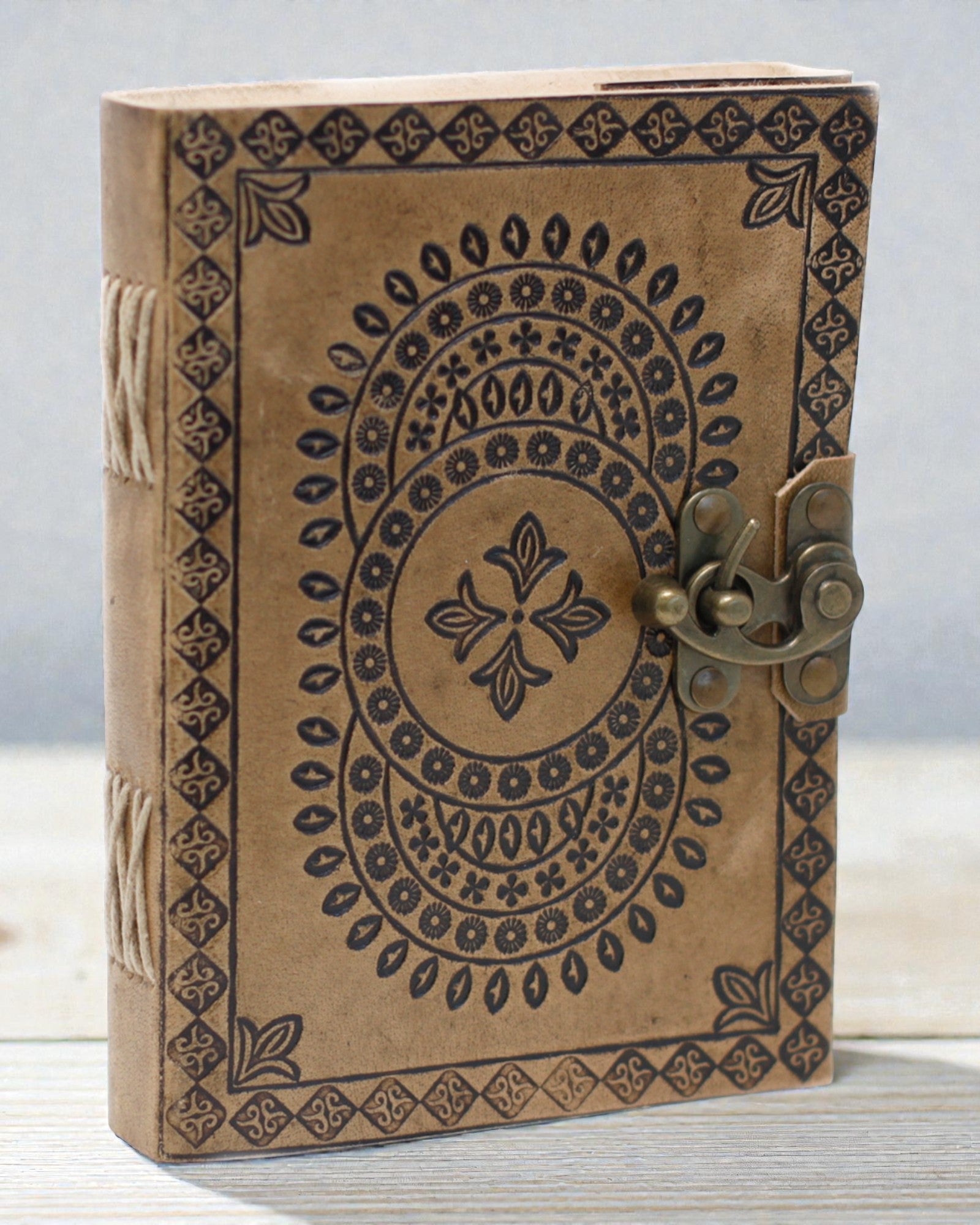 Caderno de notas em couro Mandala azul (18x13 cm)