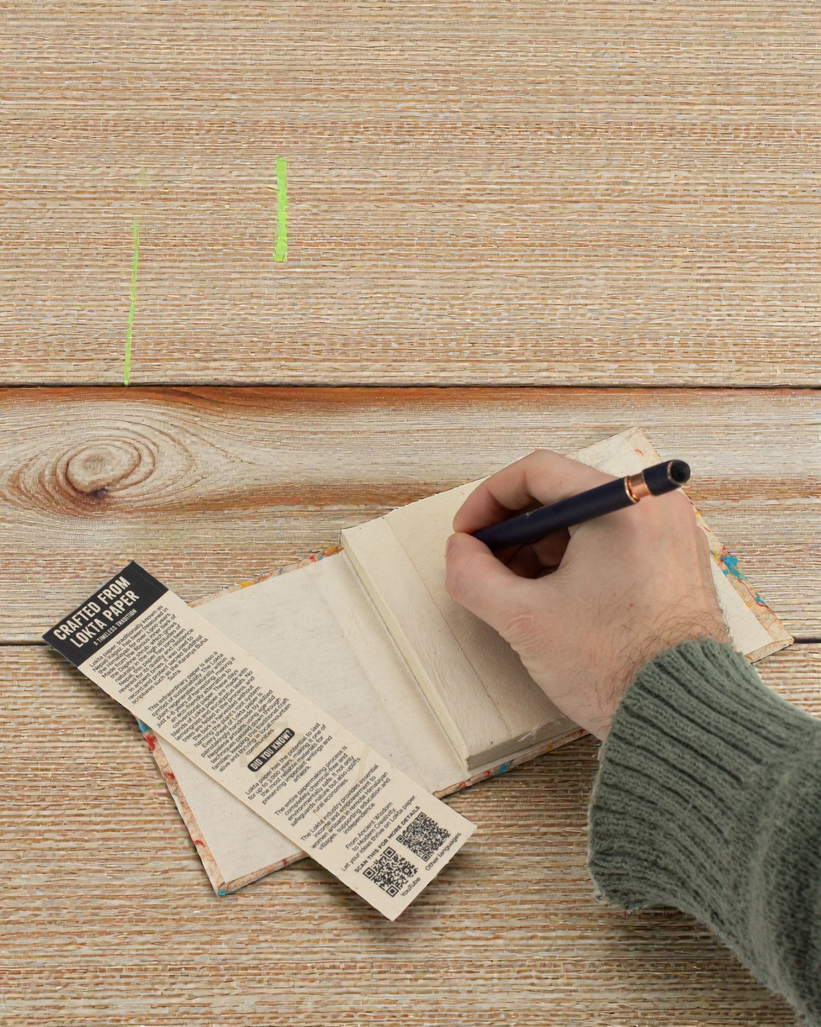 Lokta Barevný šepot bavlny – ručně vyráběný zápisník 15 × 12 cm, 45 listů, vícebarevná bavlna