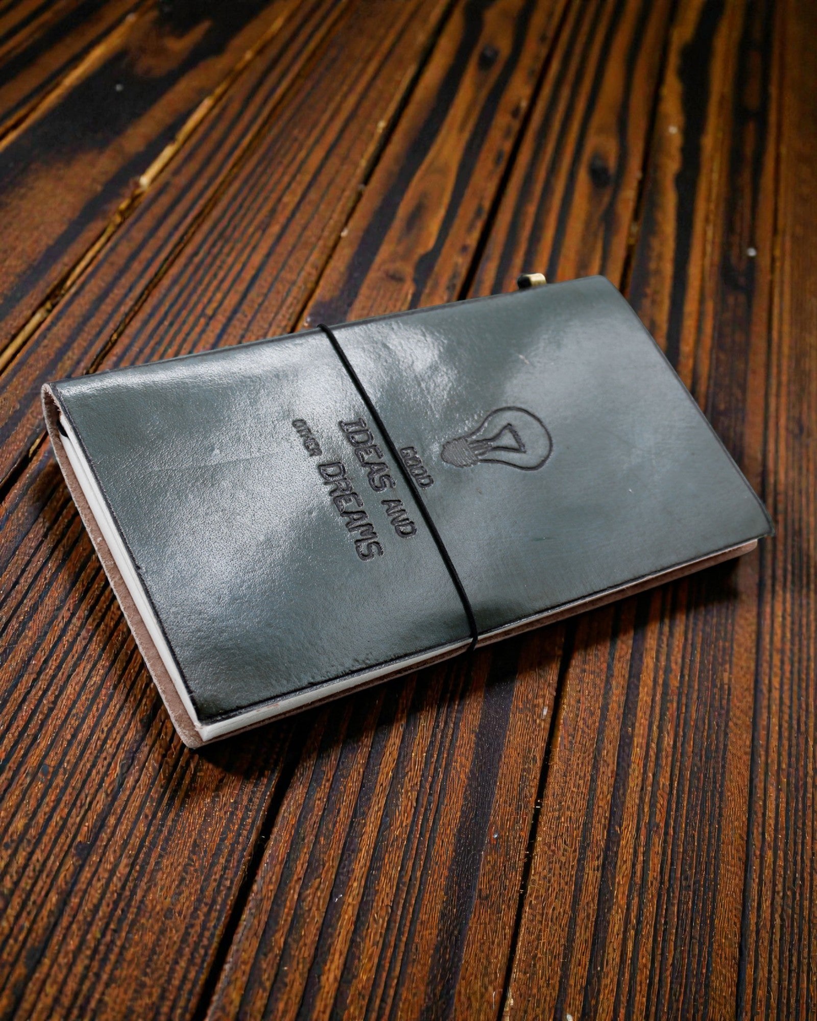 Rankų darbo odinis dienoraštis – Geros idėjos ir kitos svajonės – Pilkas (80 puslapių)