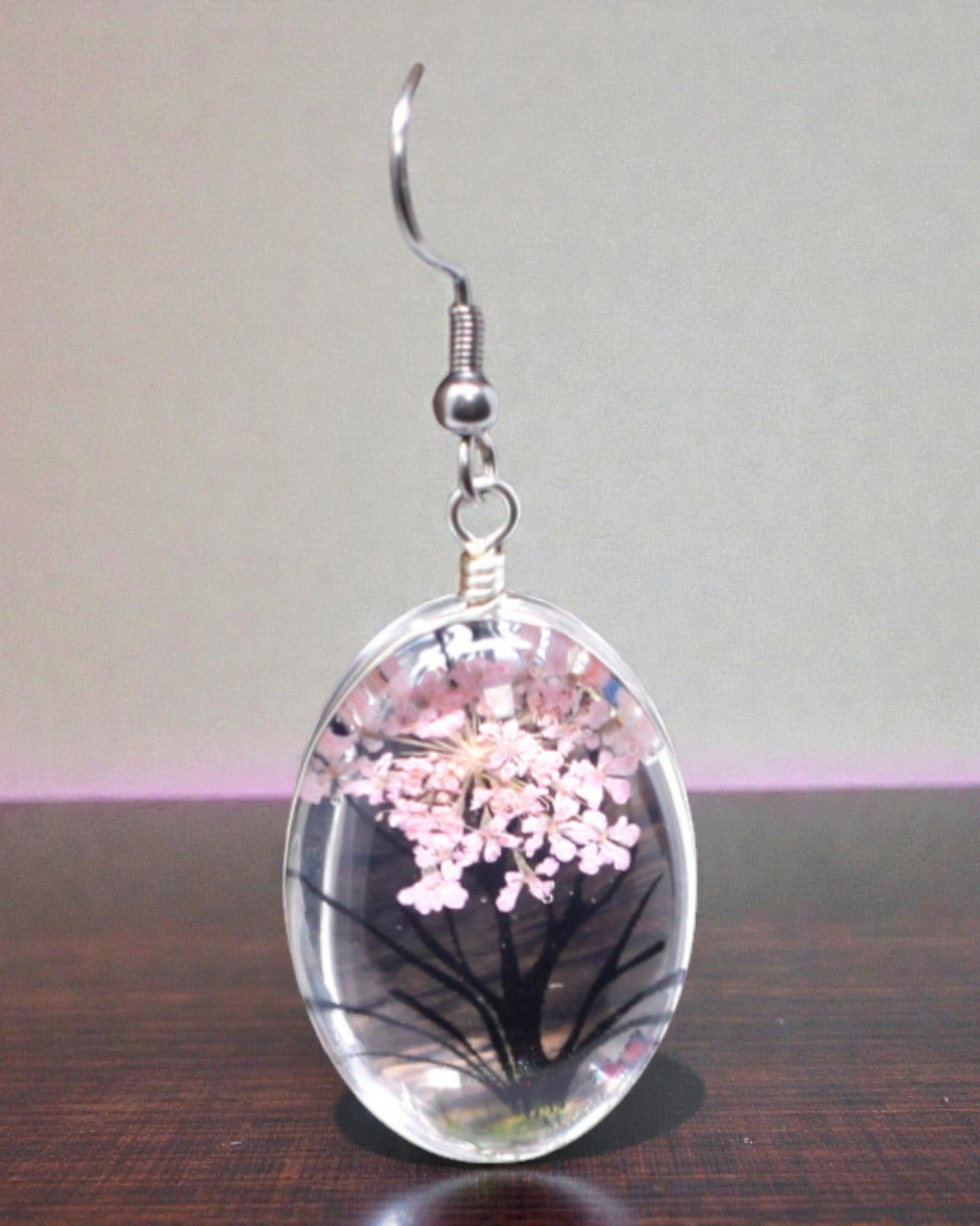 Ružičasti vrt – set nakita s osušenim cvijećem Drvo života