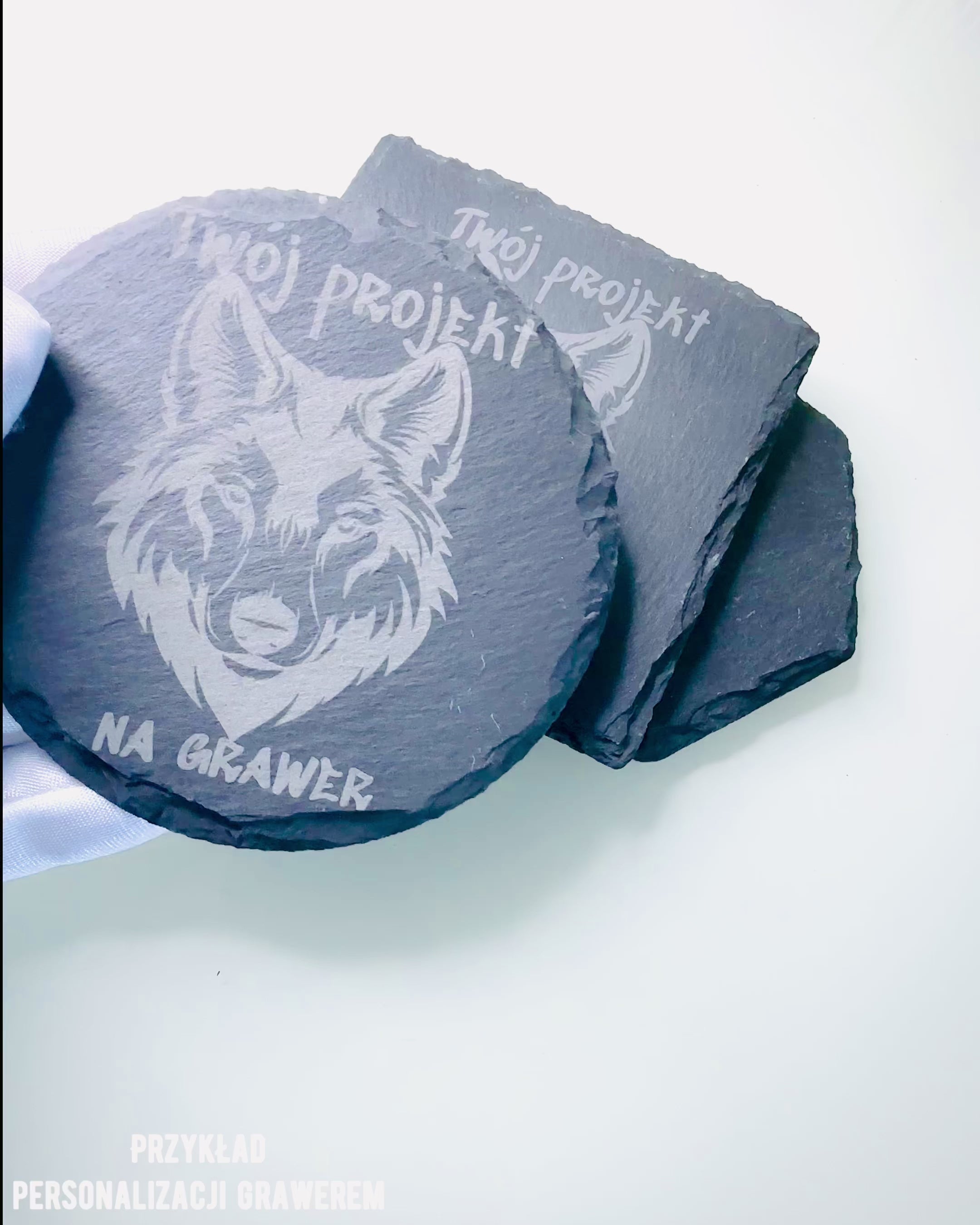 Підставка під каву, чай з натурального каменю з персоналізованим гравіюванням – квадрат, коло, шестикутник, 10 см