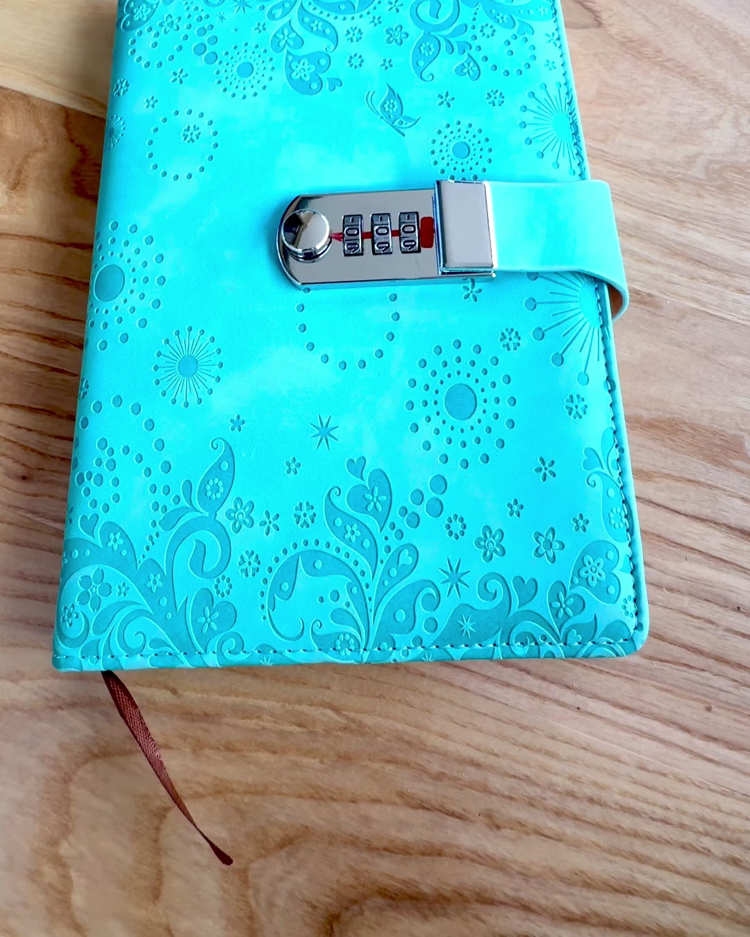 Exclusive Notebook, PU Leather, A5 with Combination Lock - "Secret Journal", personalization with engraving