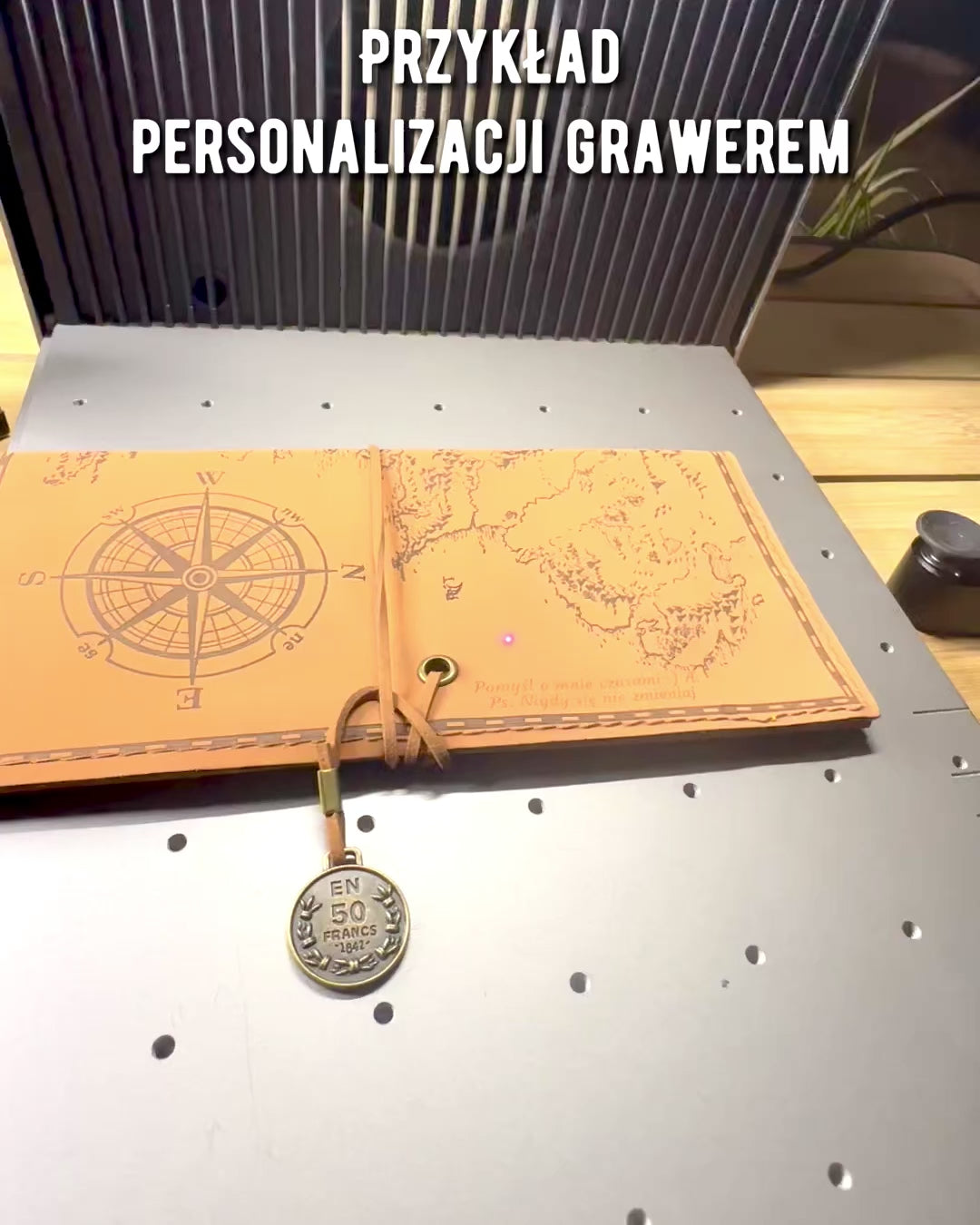 Retro Light Brown - Matte, Leather Traveler Style Pencil Case with World Map – Practical and Spacious. Personalization with Engraving.