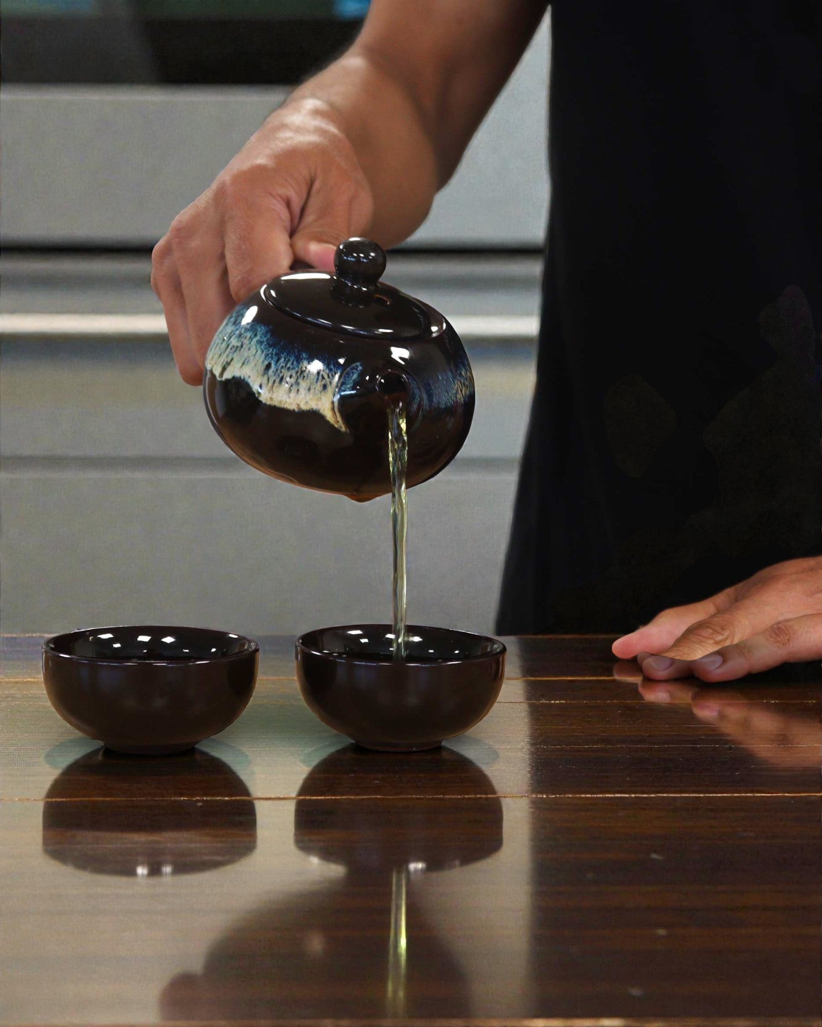 Black Glaze – Small Tea Set with 2 Cups