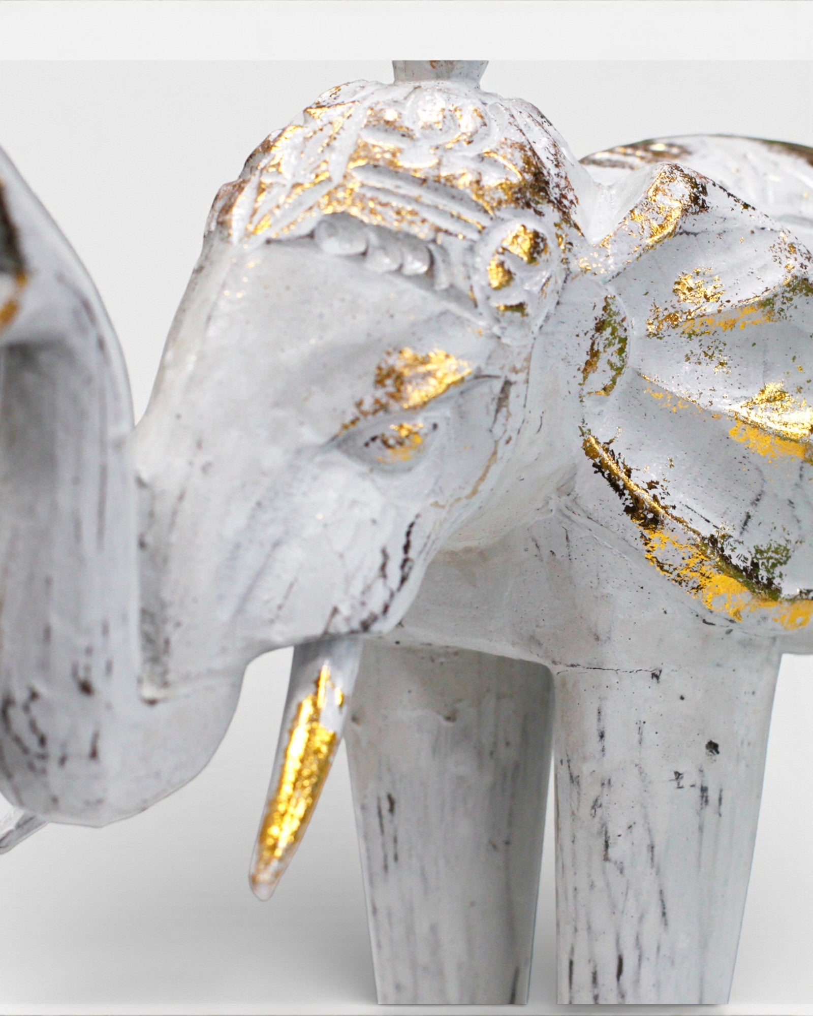 Elephant Sculpture 24 cm – White and Gold