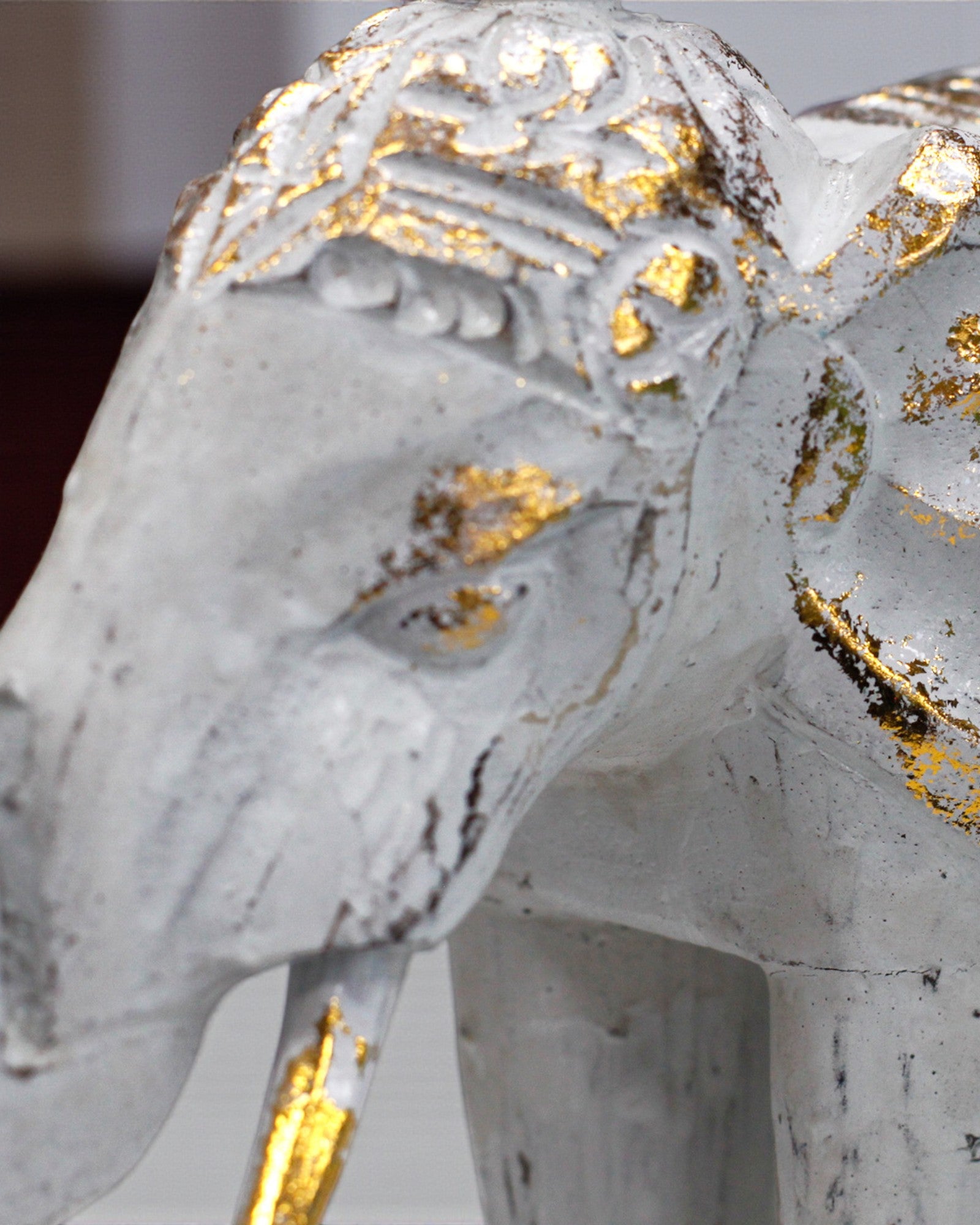 Elephant Sculpture 24 cm – White and Gold