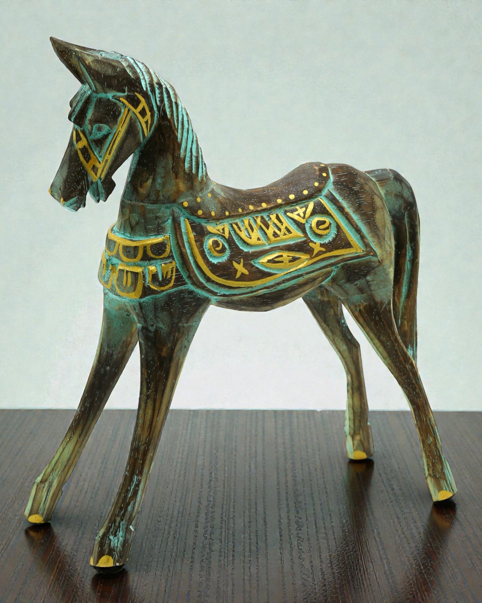 Large Gold-Turquoise Horse 32 cm – Premium Oriental Accent