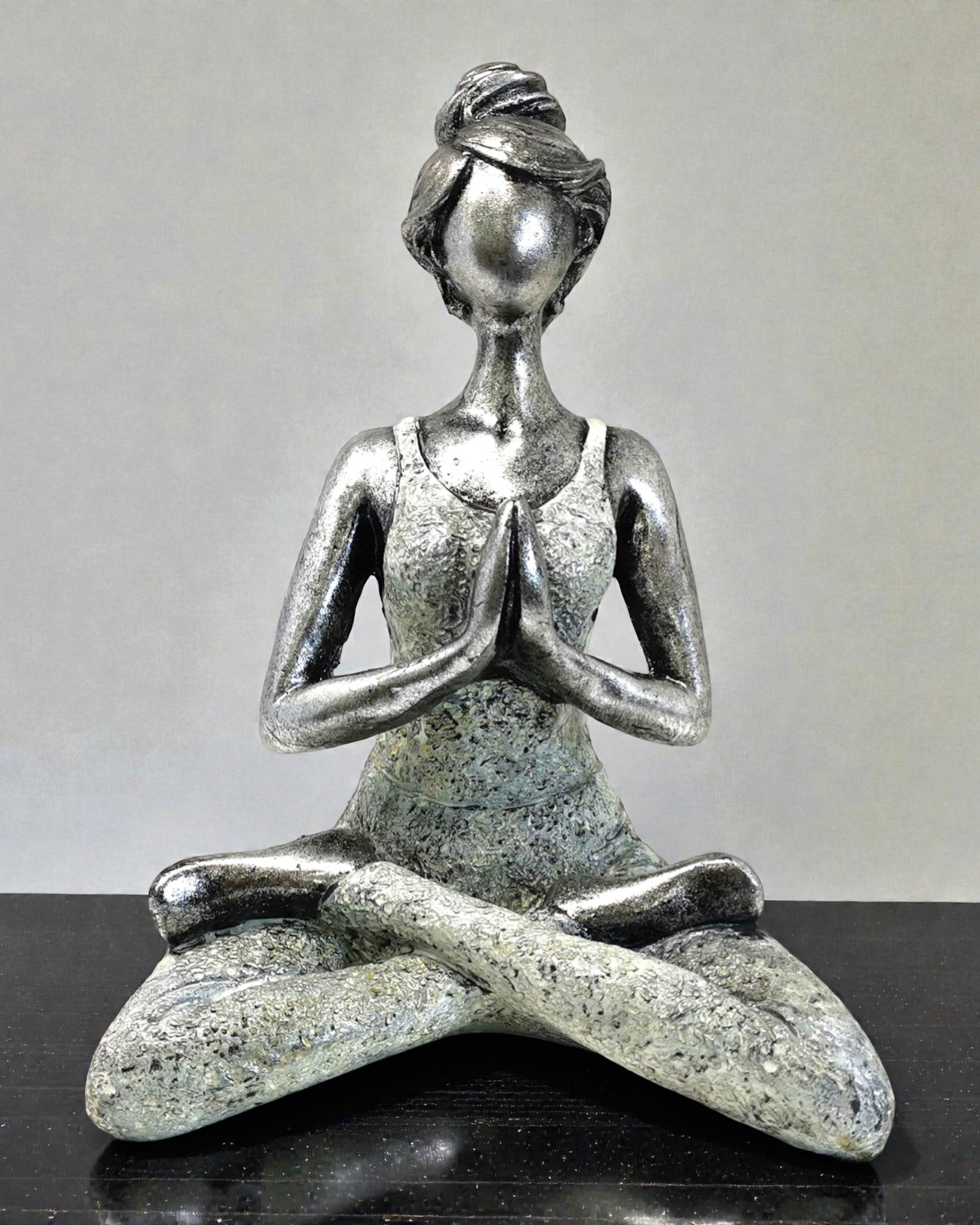 Woman Figurine 24 cm – Yoga Silver-White Purity