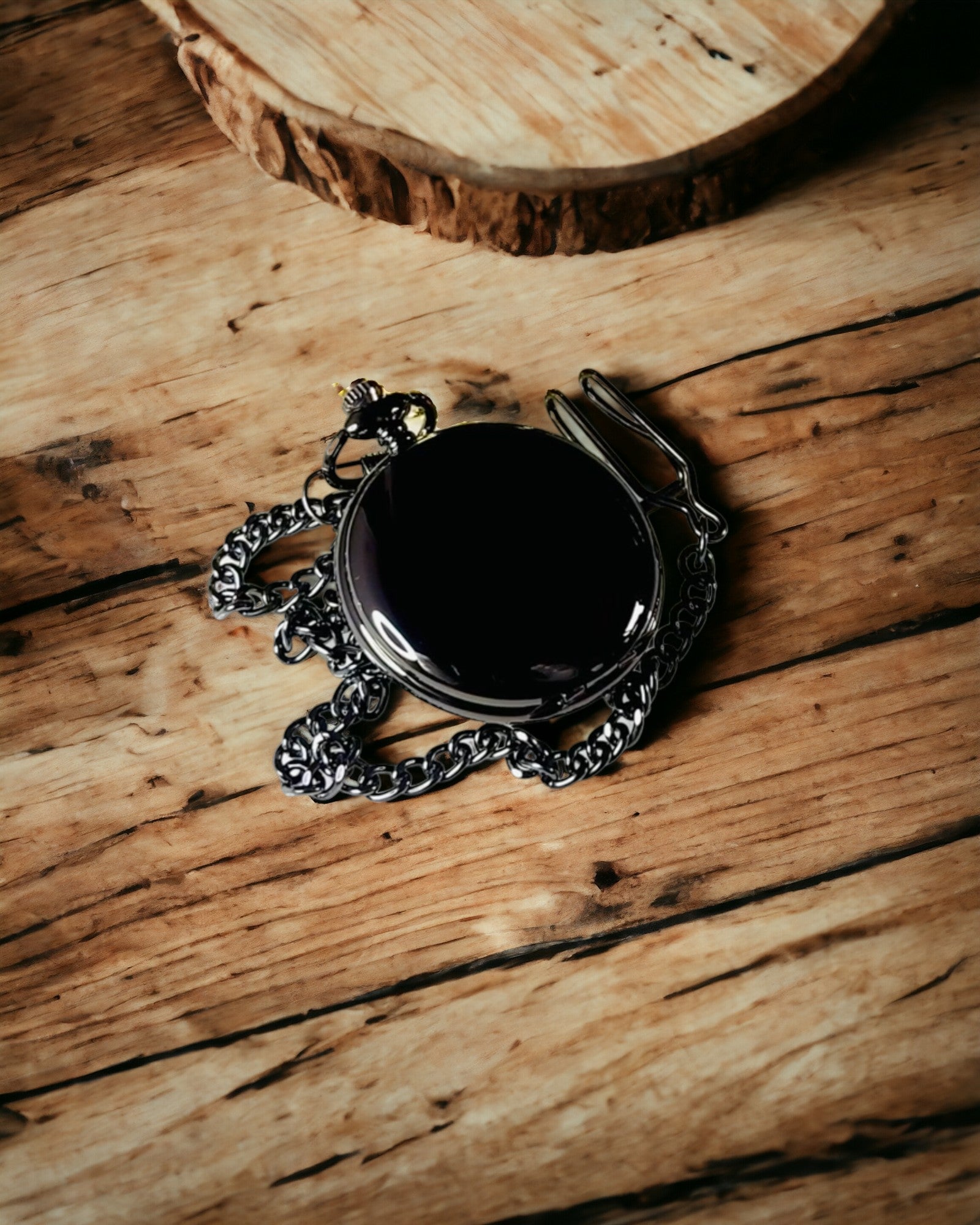 Klasické Mechanické Kapesní Hodinky s Dvojitým Krytem – Ruční, Černé, personalizace s gravírováním