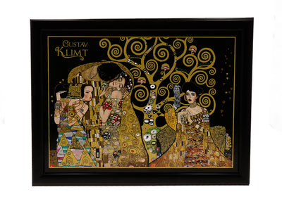 Nešiojamojo kompiuterio padėklas „G. Klimt, Koliažas“ (CARMANI) su galimybe personalizuoti graviravimu, puiki dovana, matmenys 30.5x40.5cm, stilingas ir patogus dirbti pasidėjus ant kelių